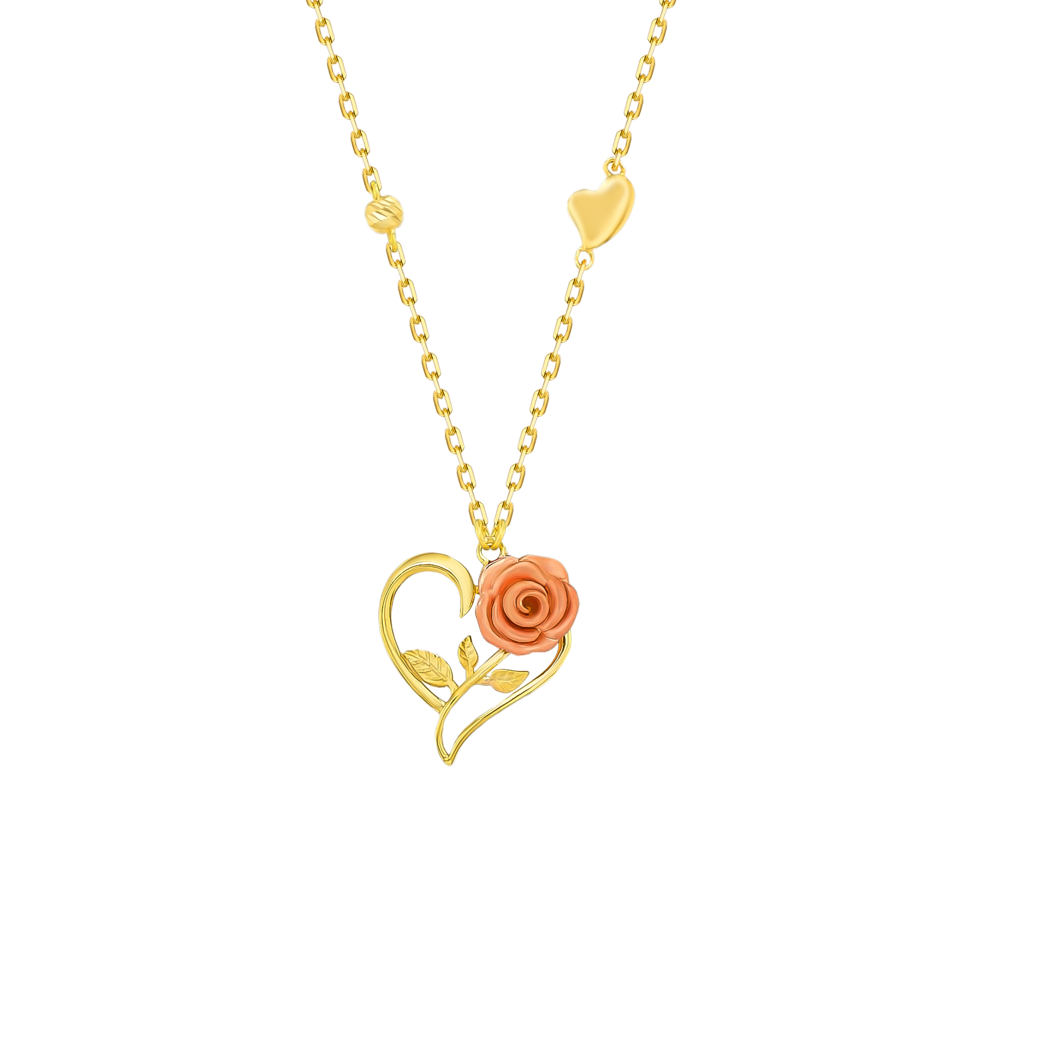 Rose Necklace in 18K Yellow & Rose Gold