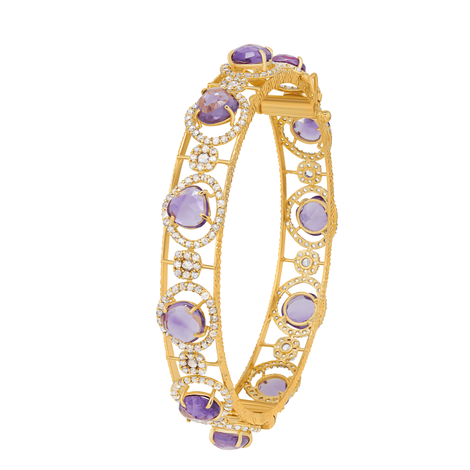 Legacy 22k Yellow Gold Diamond & Amethyst Bangle