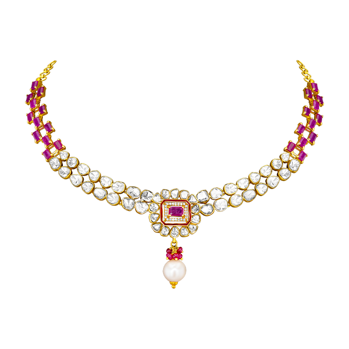Legacy Diamond & Ruby Necklace & Earring In 18k Gold