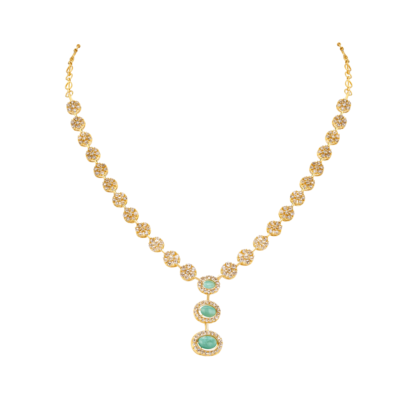 Legacy 22k Yellow Gold Diamond & Emerald Necklace And Earrings