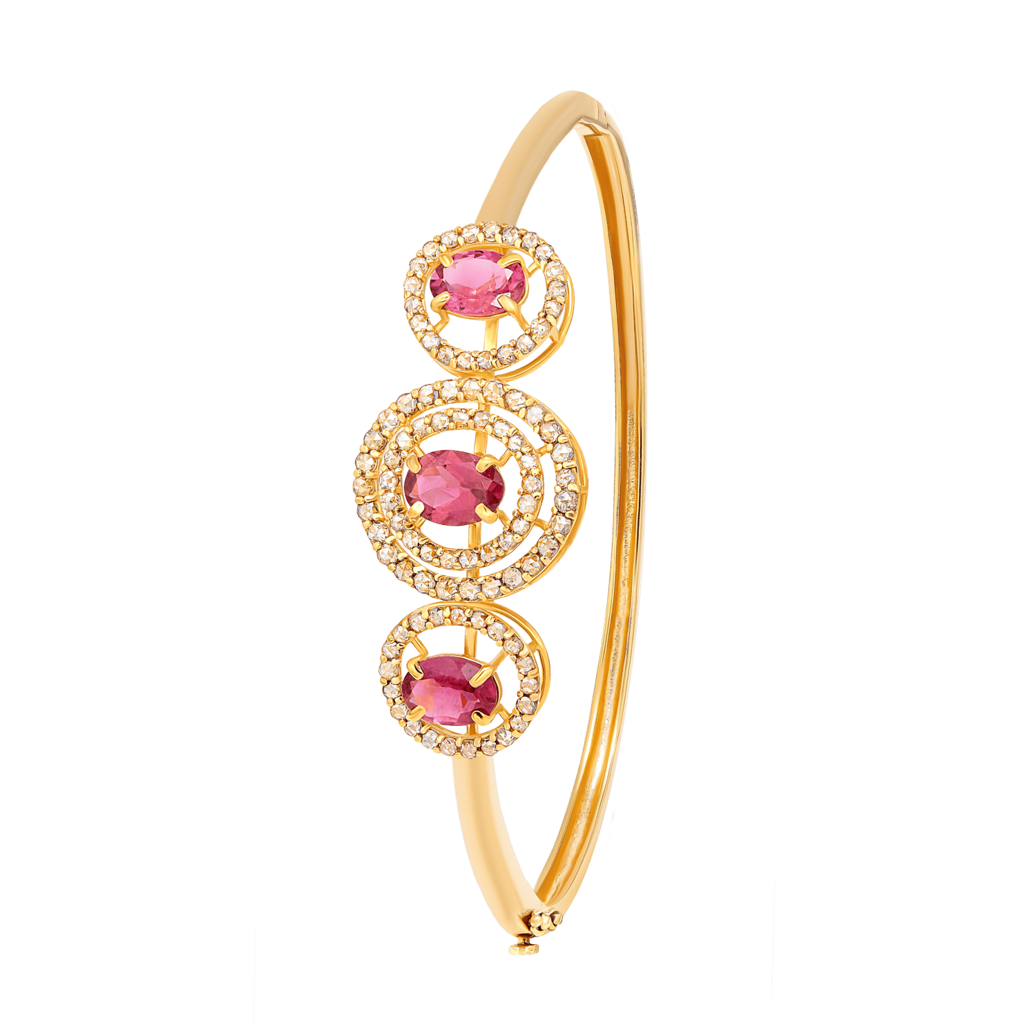 Legacy 22k Yellow Gold Diamond & Tourmaline Oval Bangle