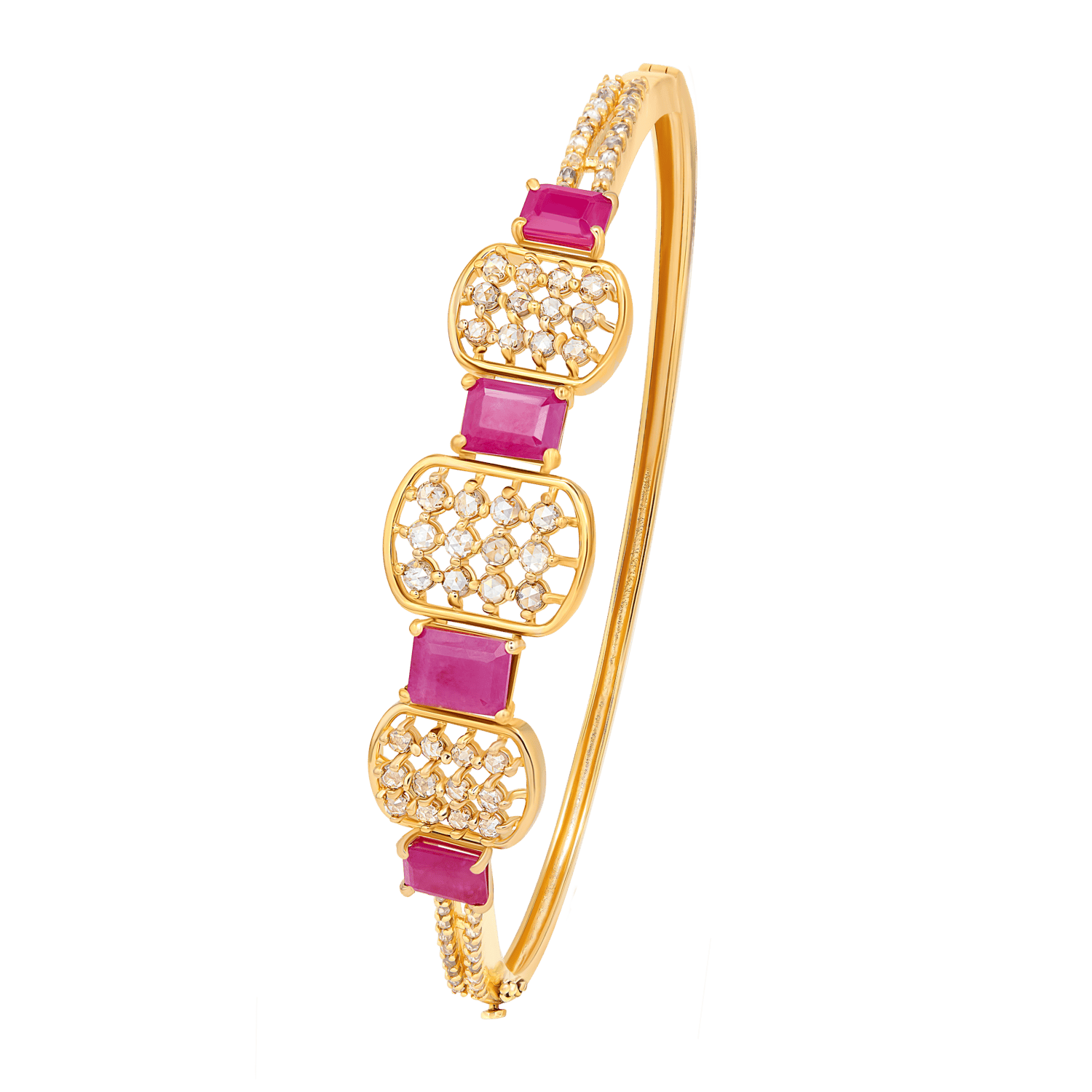Legacy 22k Yellow Gold Diamond & Ruby Oval Bangle