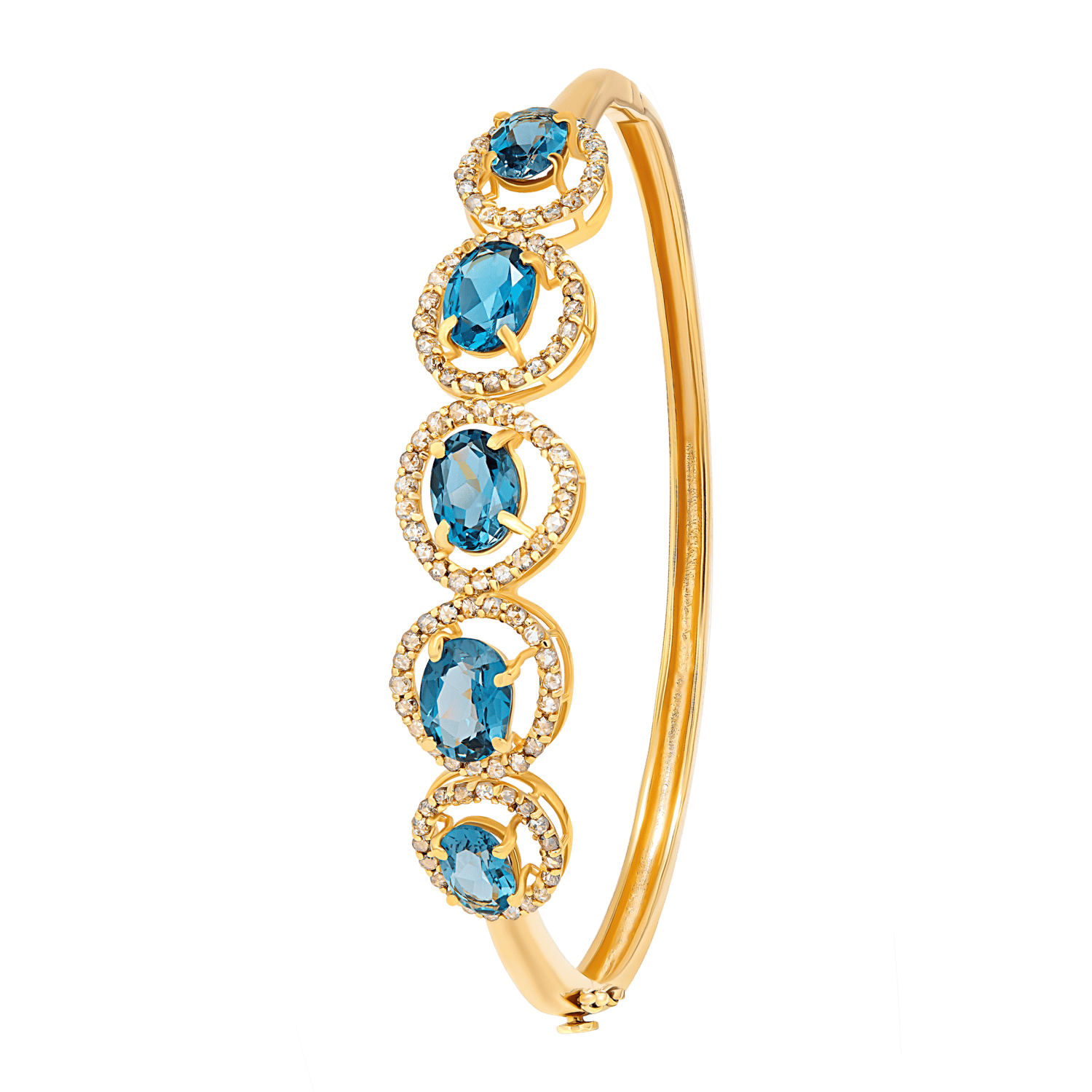 Legacy 22K Yellow Gold Diamond & Blue Topaz Oval Bangle