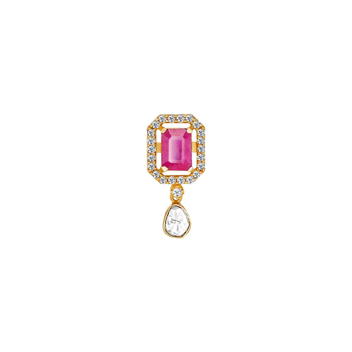 Legacy Diamond & Ruby Pendant & Earring In 18k Gold