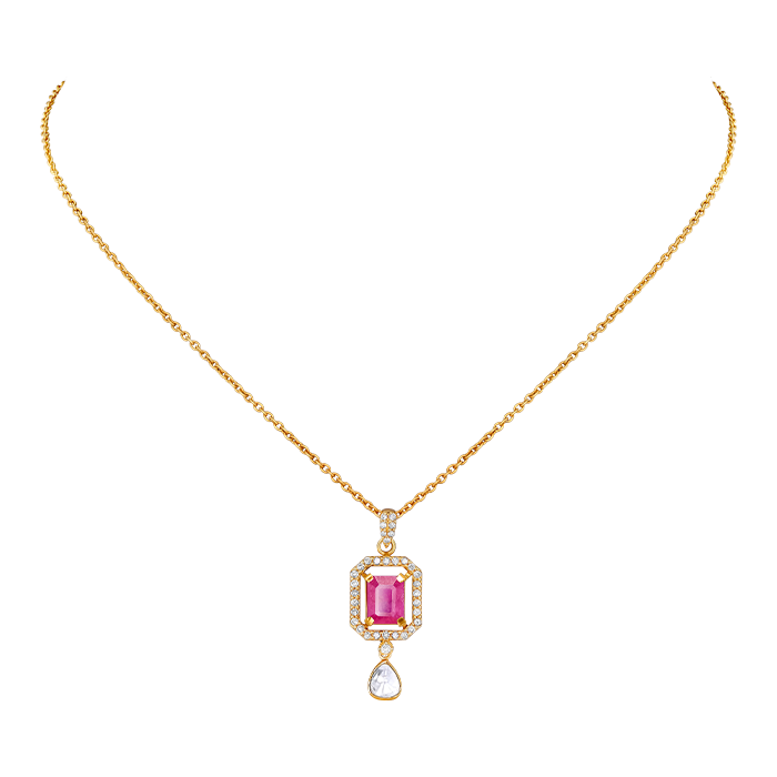 Legacy Diamond & Ruby Pendant & Earring In 18k Gold