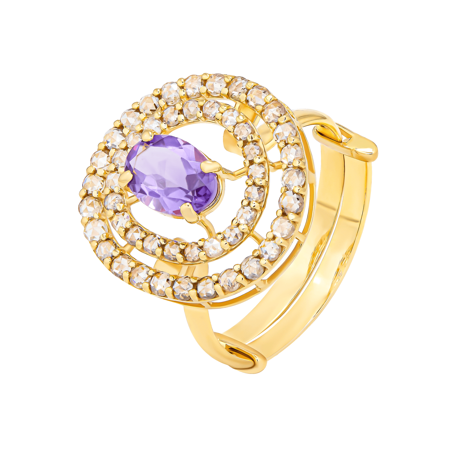 Legacy 22k Yellow Gold Diamond & Amethyst Ring