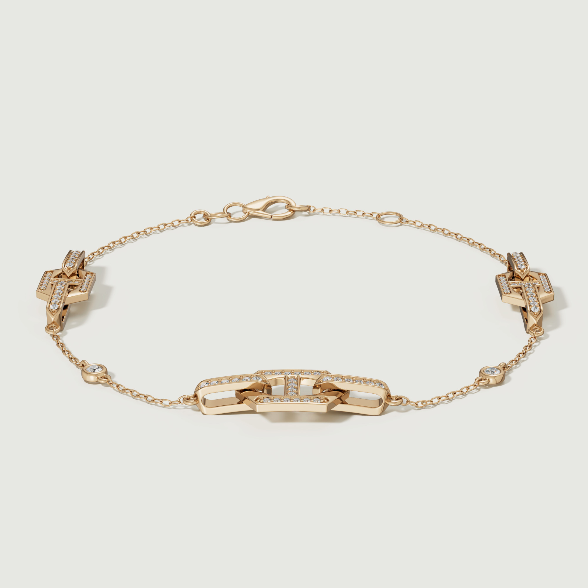 Links Dd Iconica 18k Yellow Gold Diamond Bracelet
