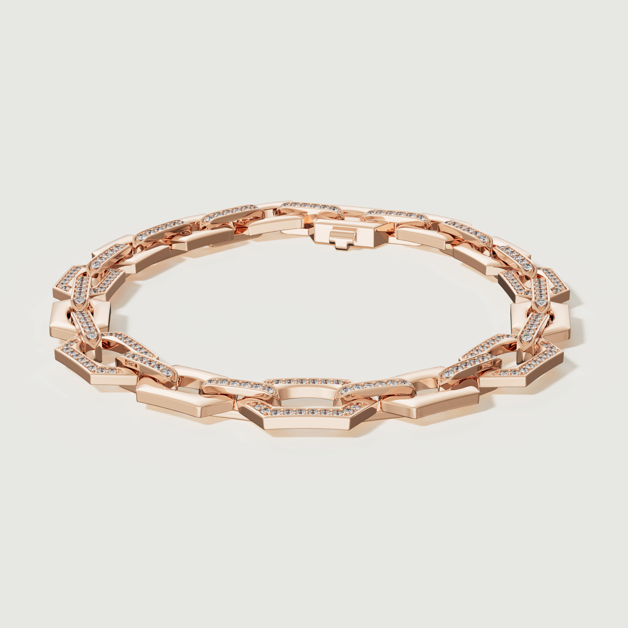 Links Chain Bracelet In 18k Rose Gold & Diamonds