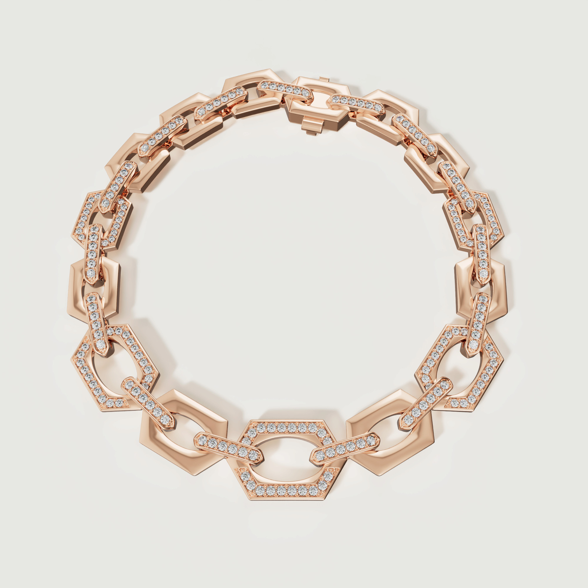 Links Chain Bracelet In 18k Rose Gold & Diamonds
