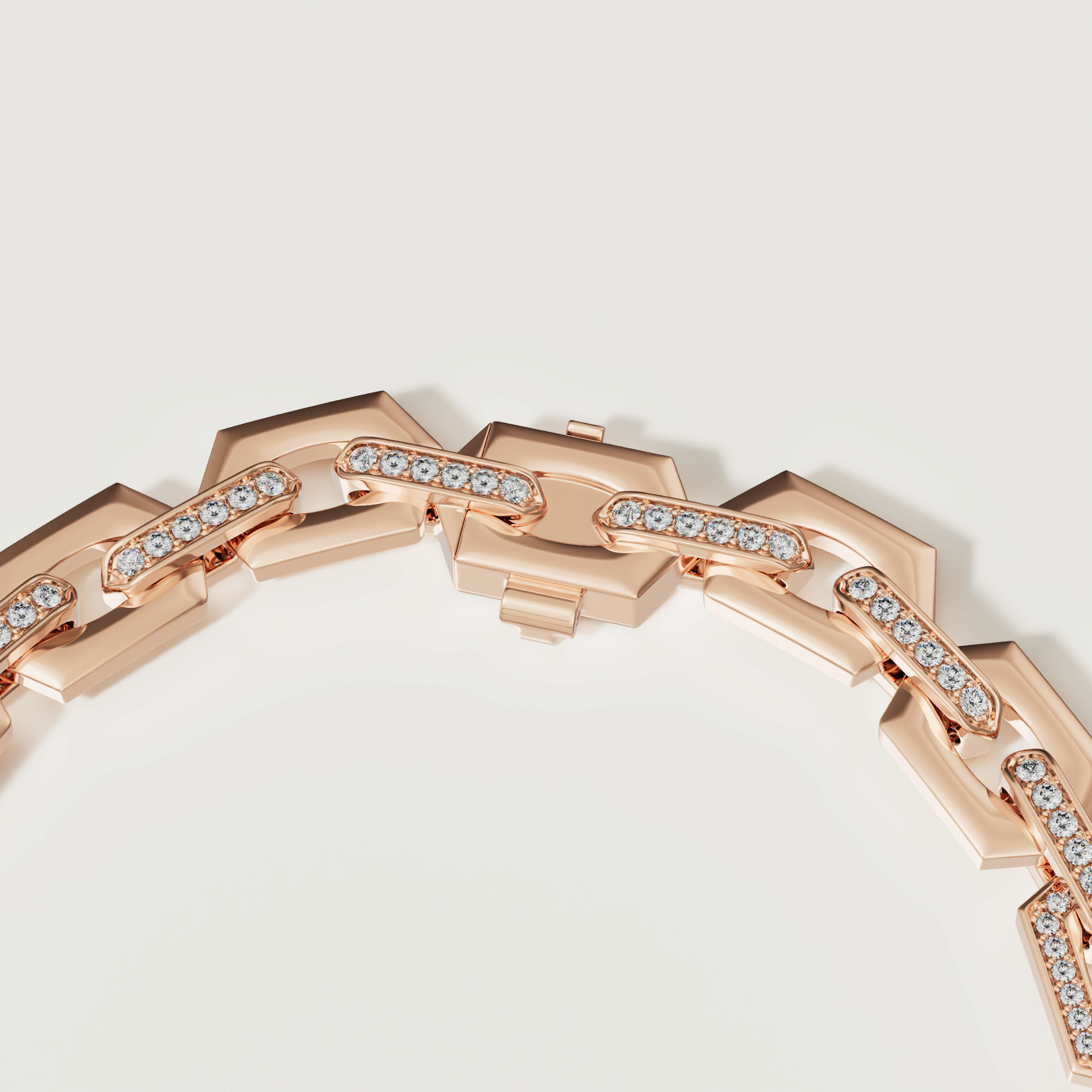 Links Chain Bracelet In 18k Rose Gold & Diamonds