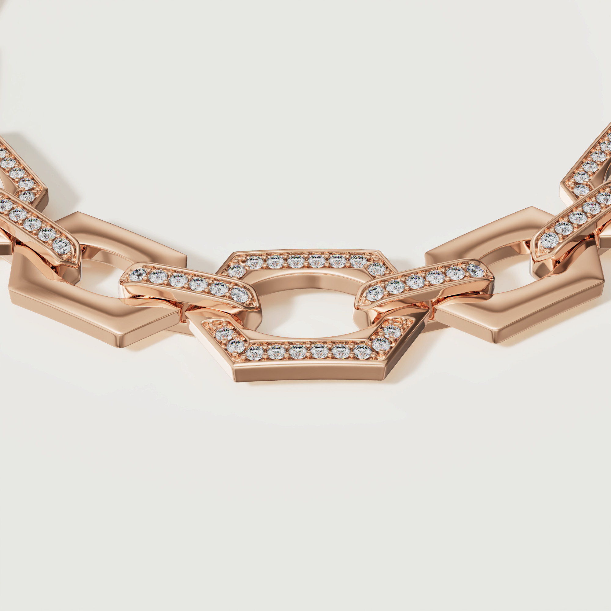 Links Chain Bracelet In 18k Rose Gold & Diamonds