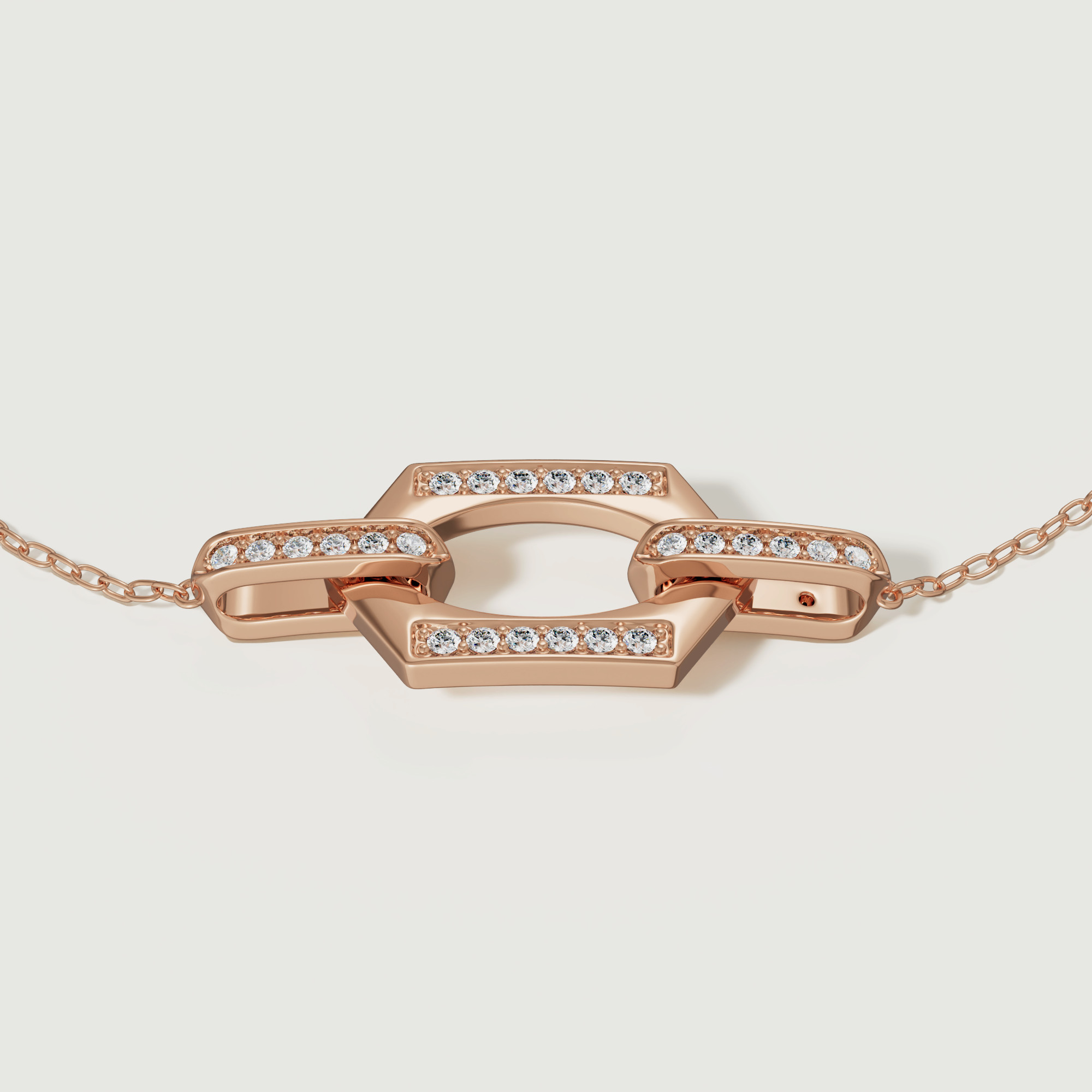 Links Single Diamond Motif Bracelet In 18k Rose Gold