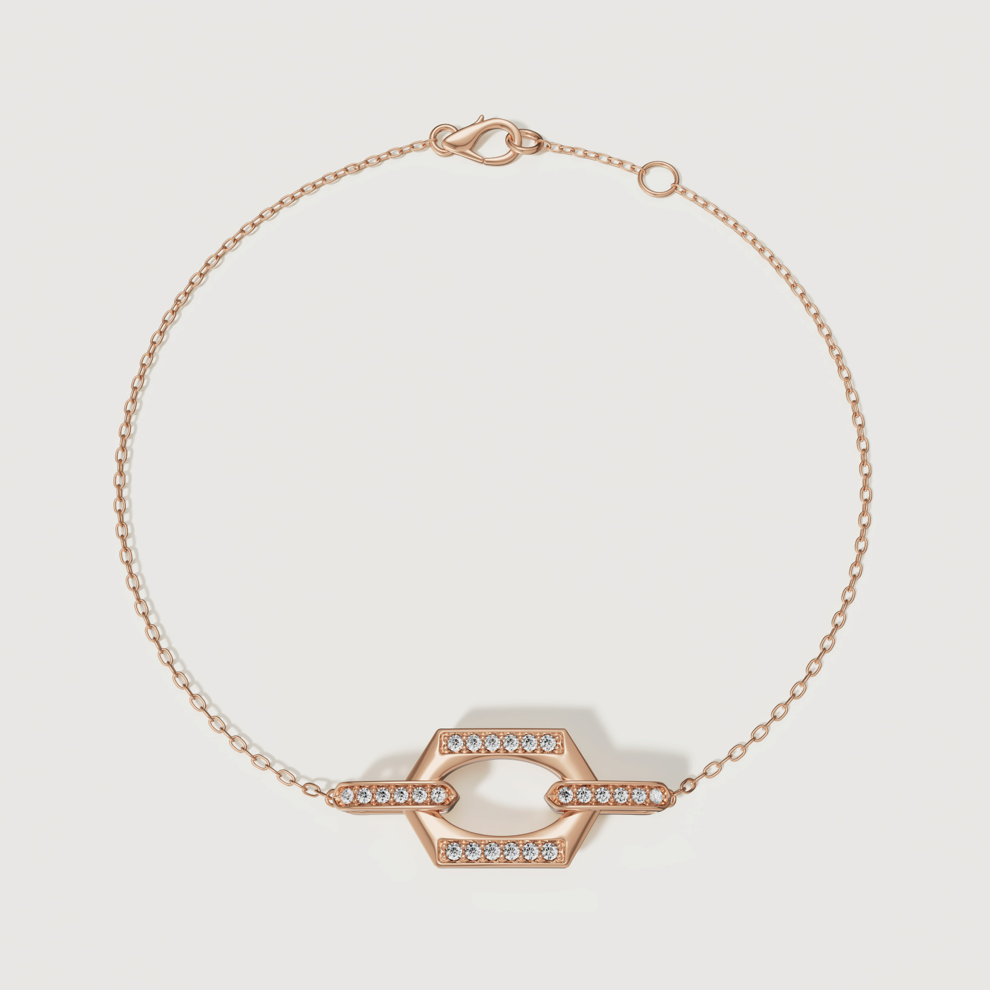 Links Single Diamond Motif Bracelet In 18k Rose Gold