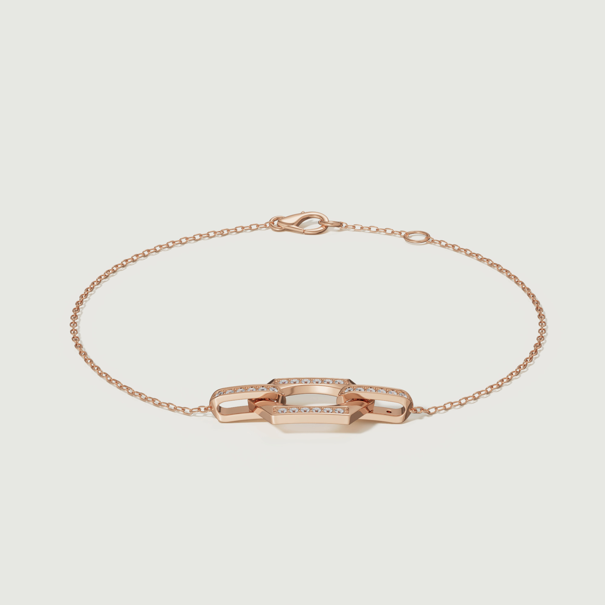 Links Single Diamond Motif Bracelet In 18k Rose Gold
