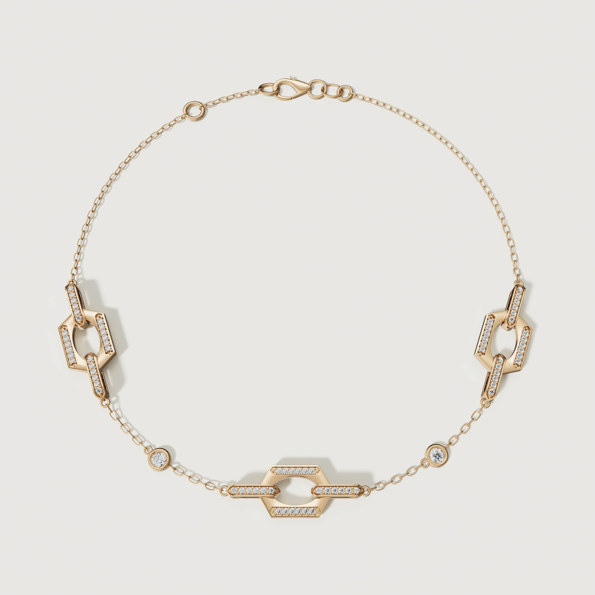 Links 18K Yellow Gold Diamond Bracelet