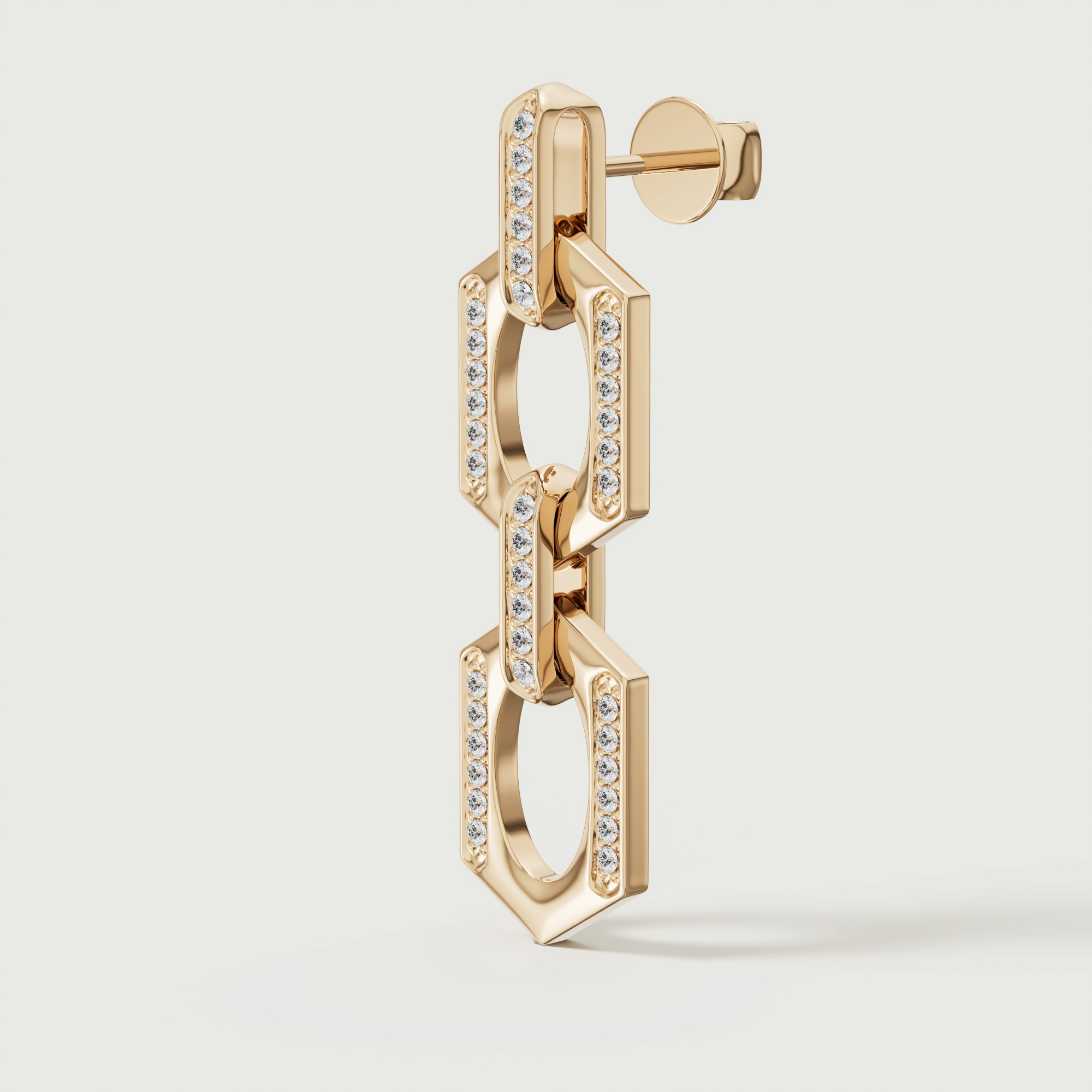 Links Drop Earring Double Diamond Motif In 18k Yellow Gold
