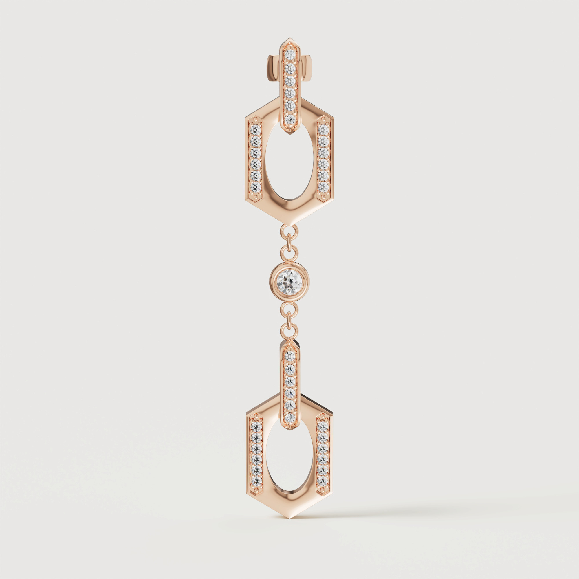 Links 18k Rose Gold Diamond Earrings