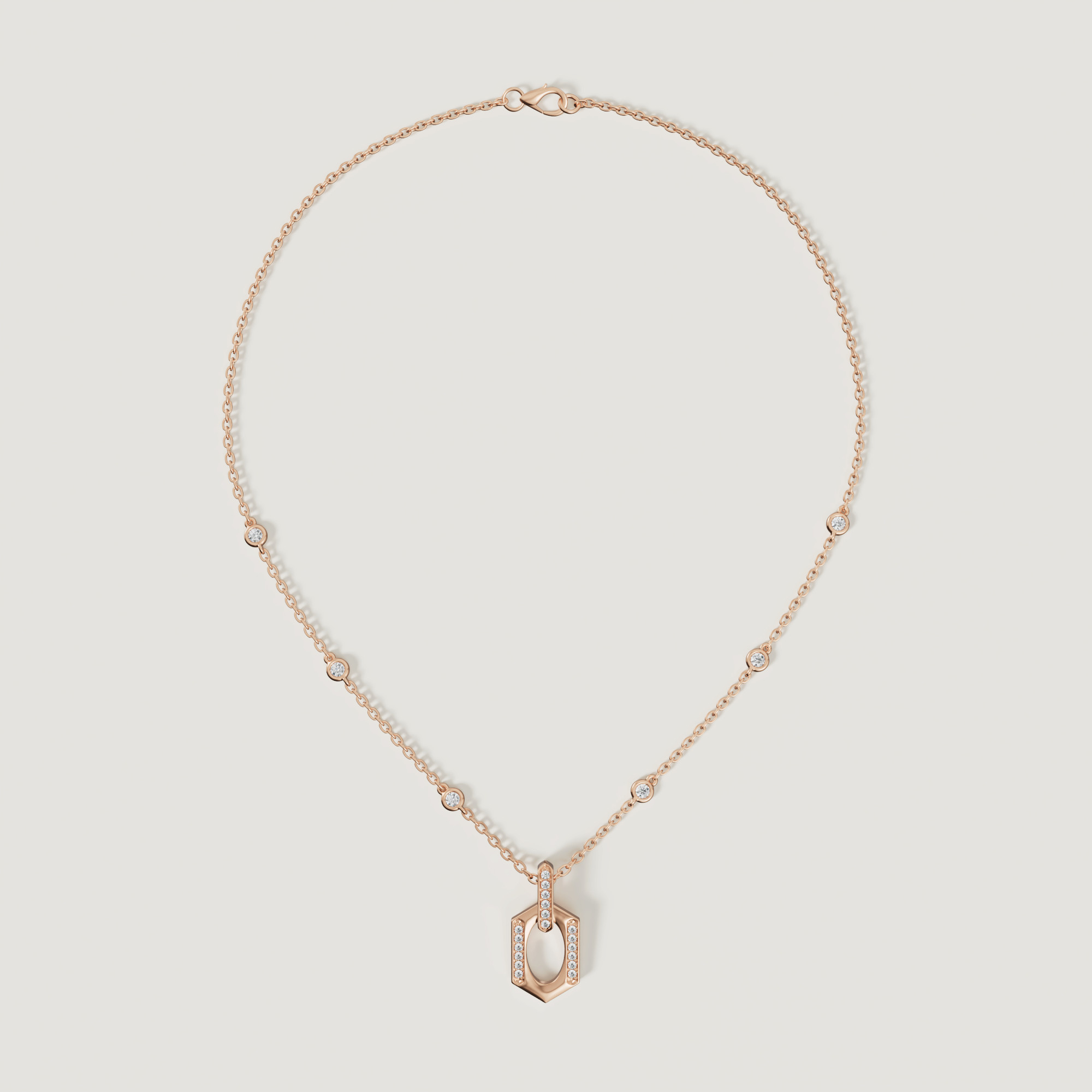 Links 18k Rose Gold Necklace With Diamonds