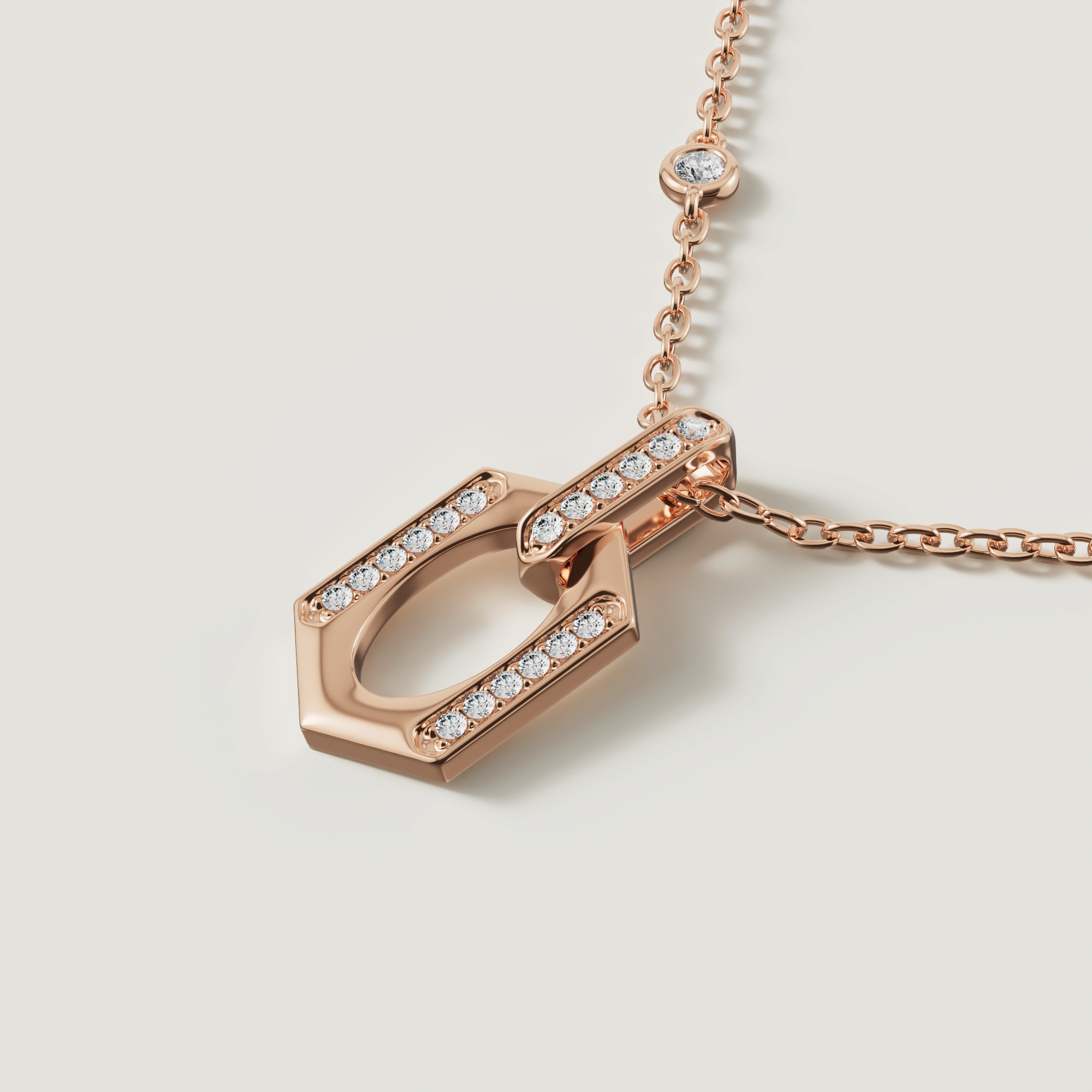 Links 18k Rose Gold Necklace With Diamonds