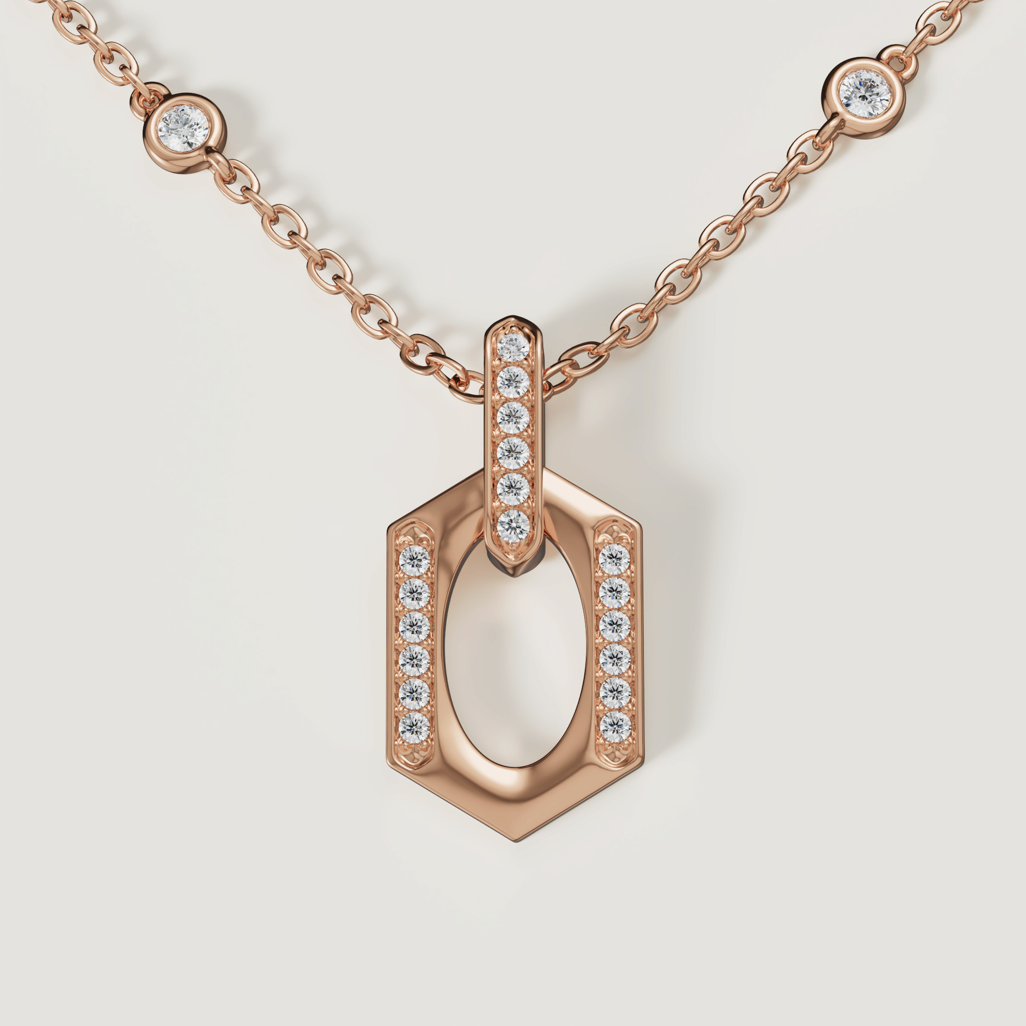 Links 18k Rose Gold Necklace With Diamonds