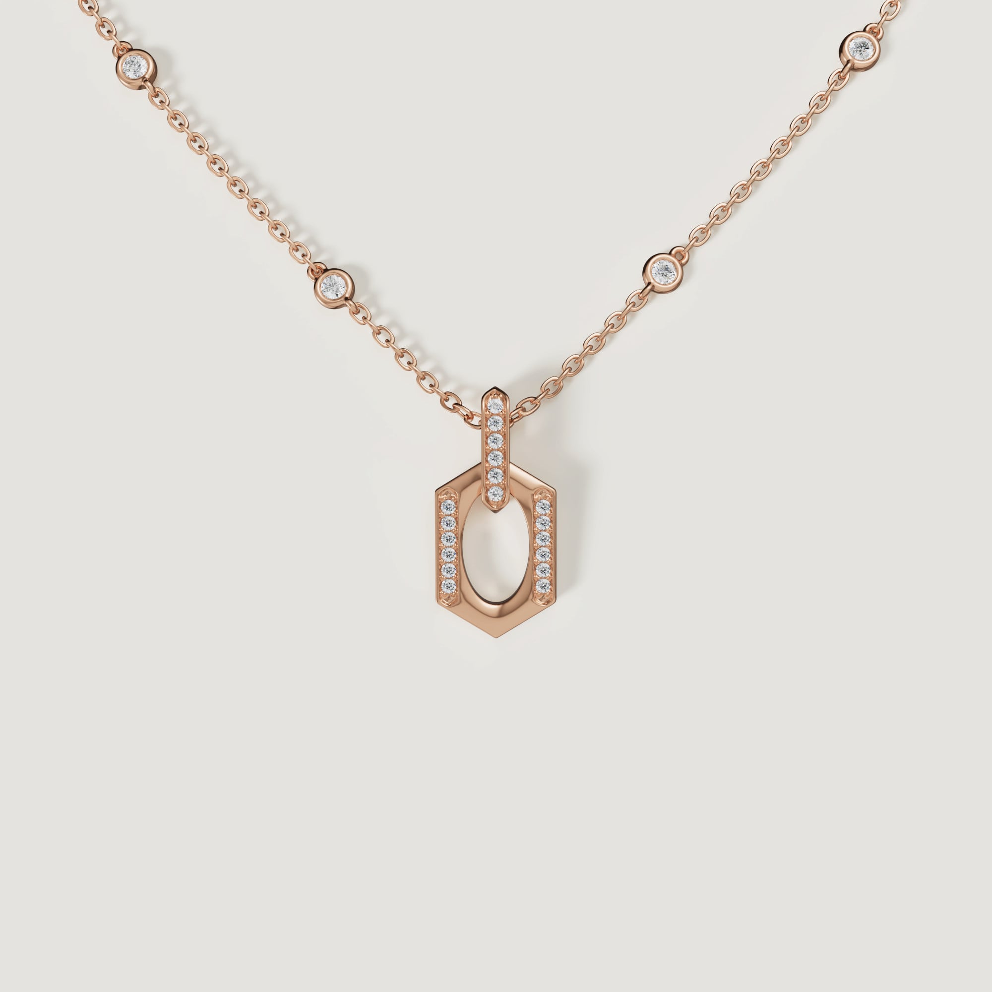 Links Diamond Necklace in 18K Rose Gold