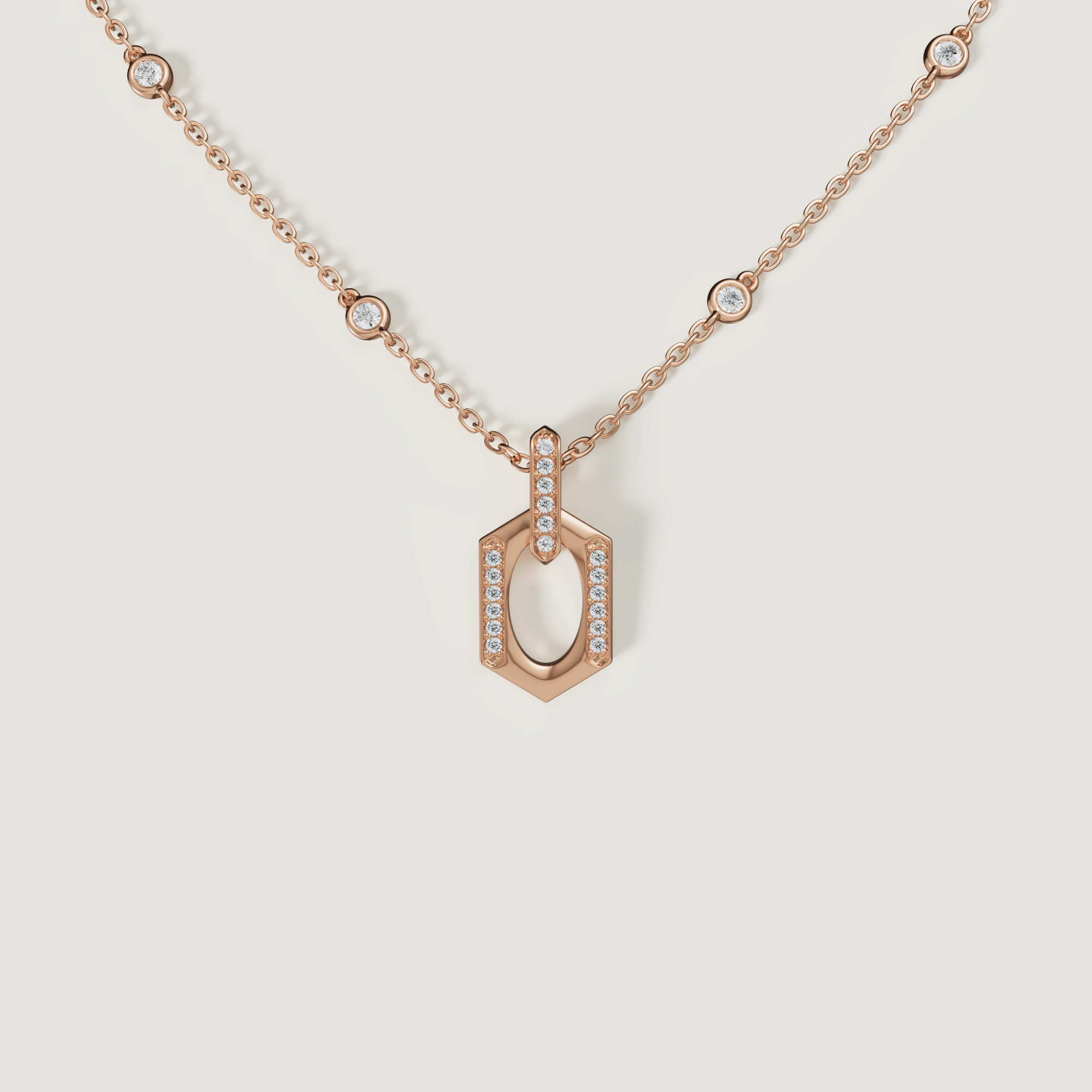 Links 18k Rose Gold Necklace With Diamonds