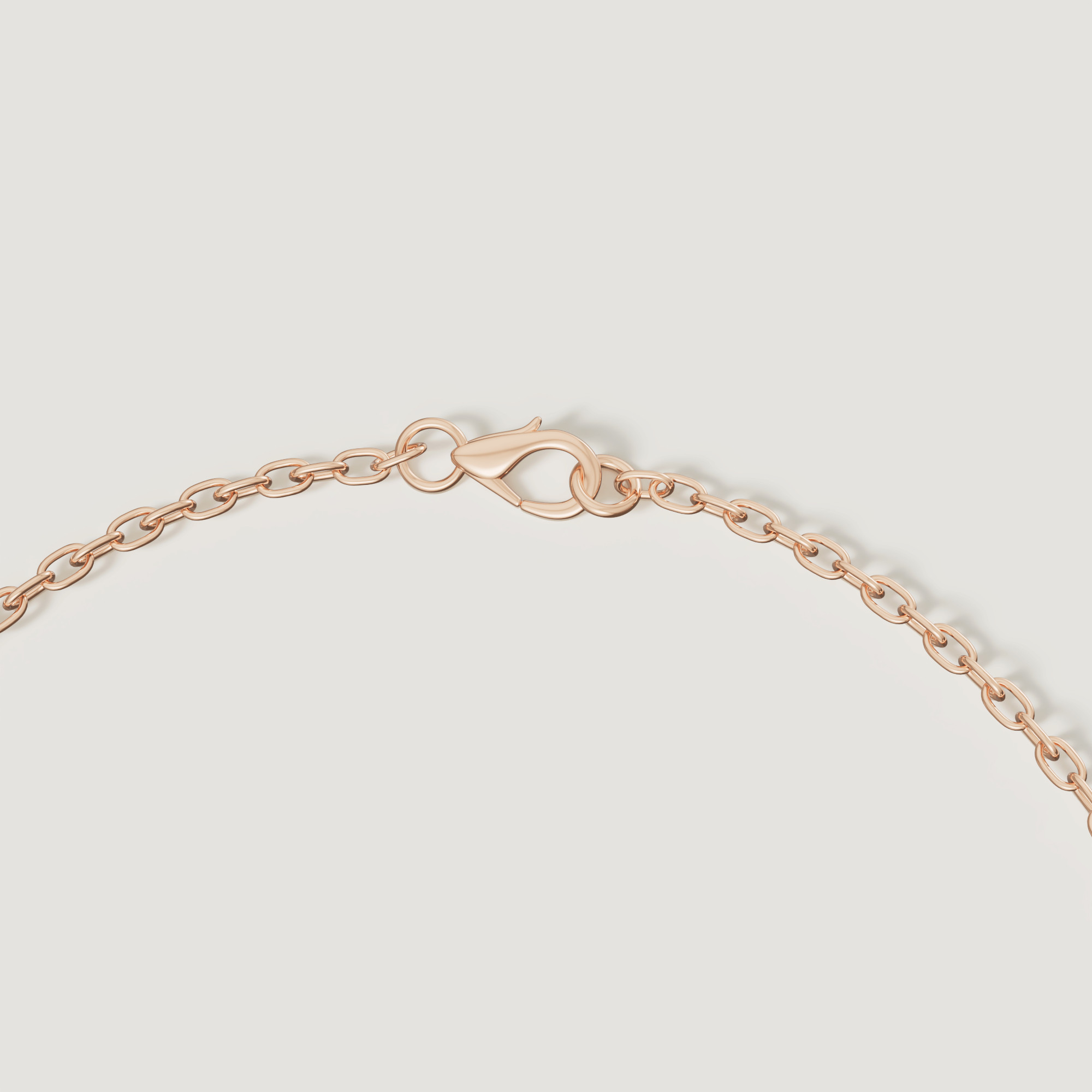 Links Long Necklace With Singular & Double Motifs In 18k Rose Gold With Diamonds