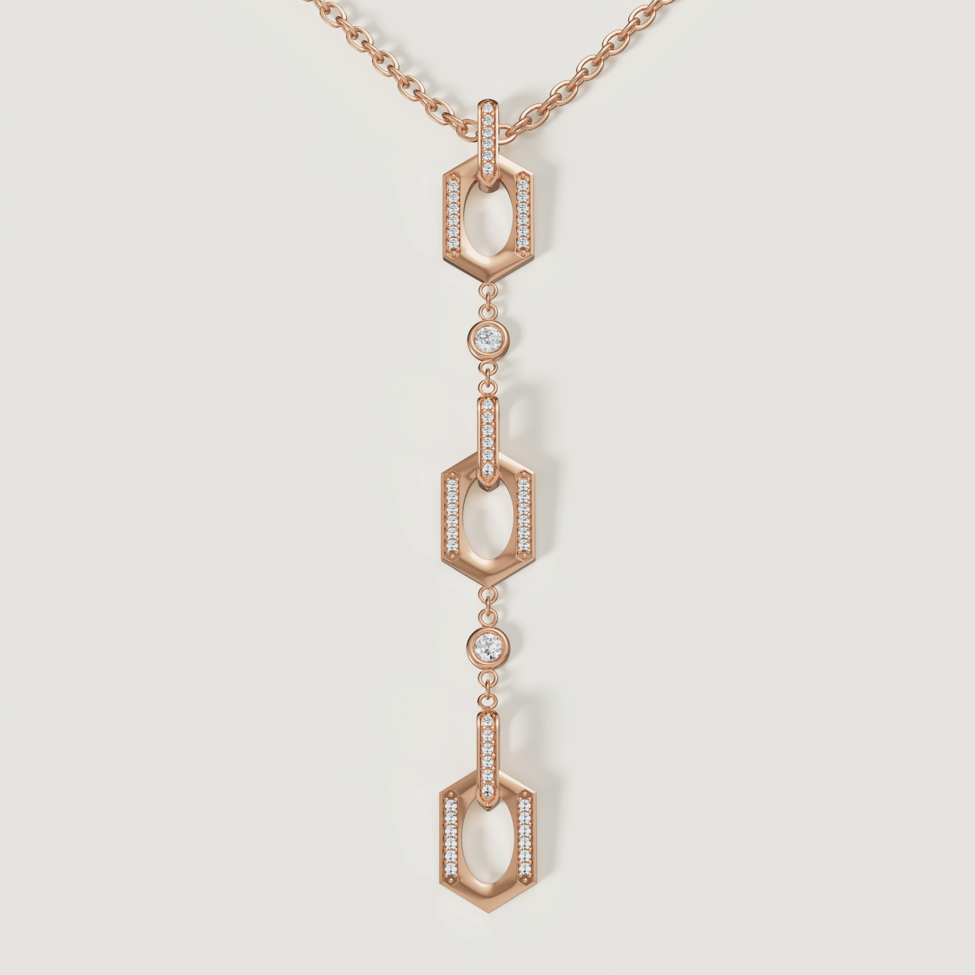 Links Diamond Necklace in 18K Rose Gold