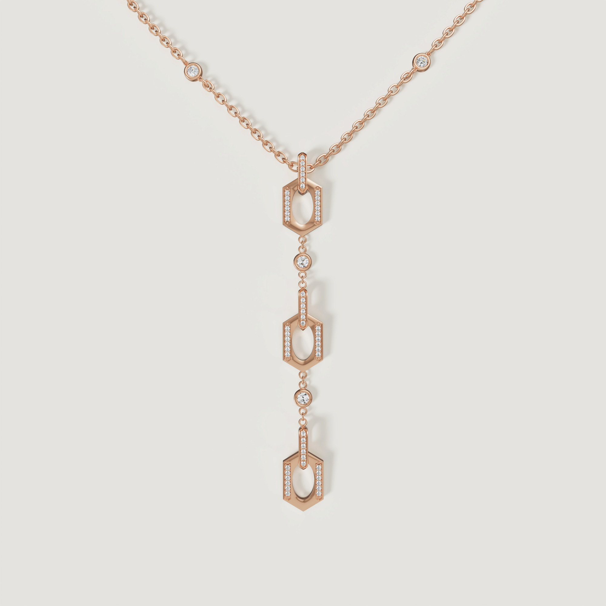 Links 18k Rose Gold Diamond Necklace