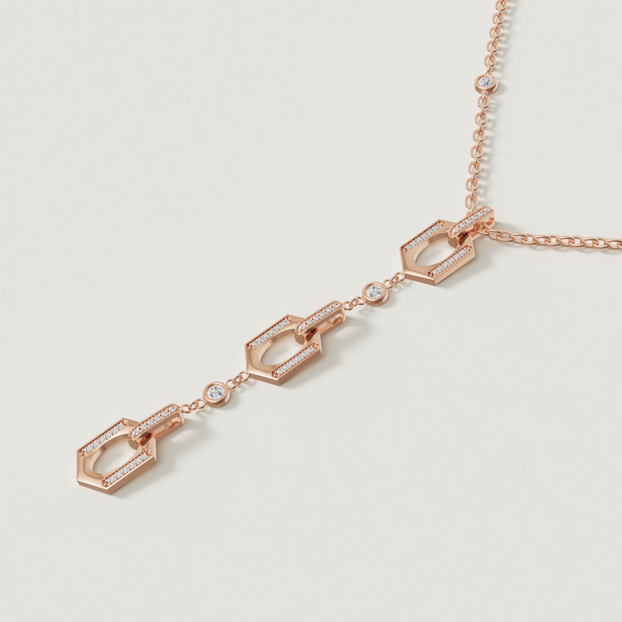 Links Diamond Necklace in 18K Rose Gold