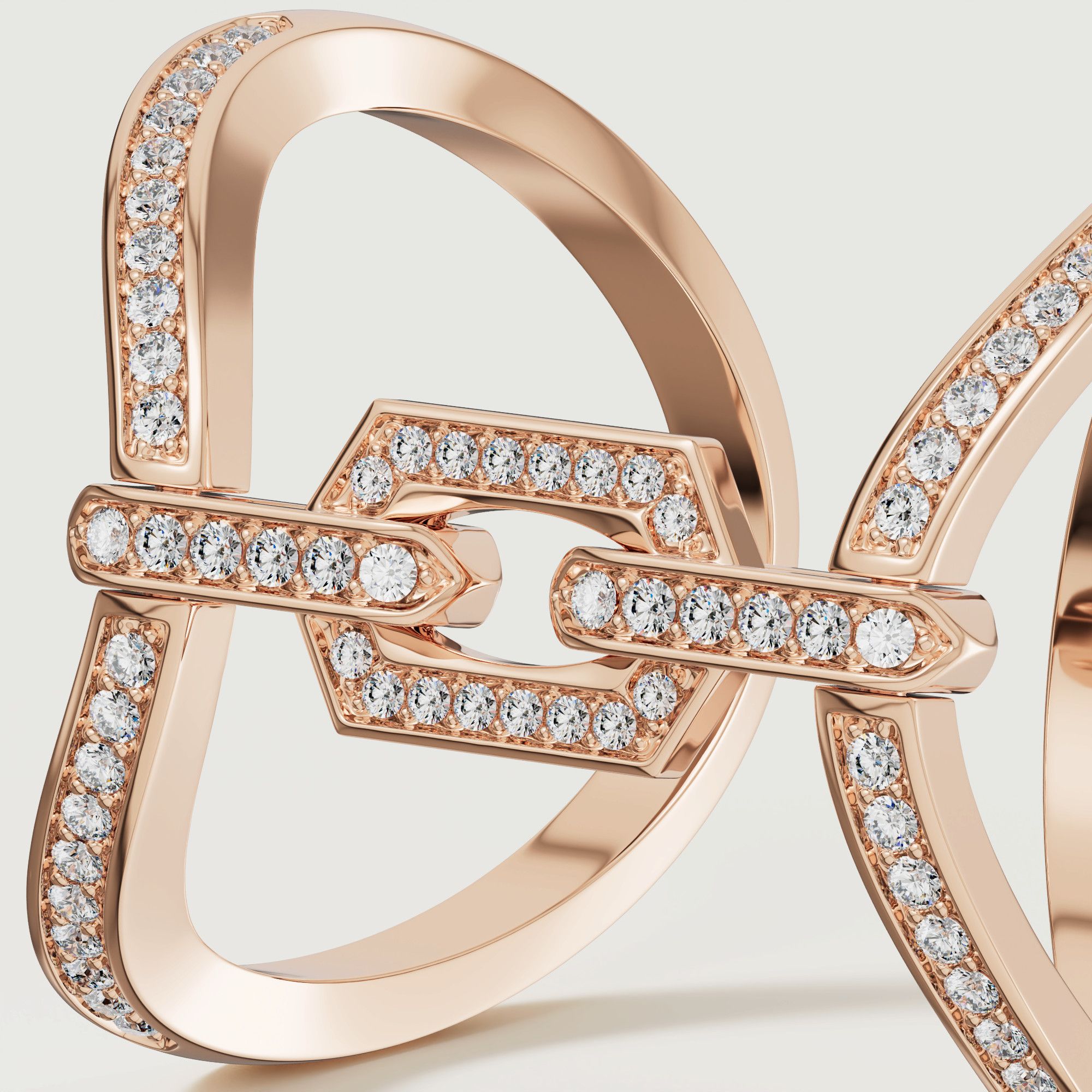 Links Double Band Ring 18k Rose Gold & Diamonds