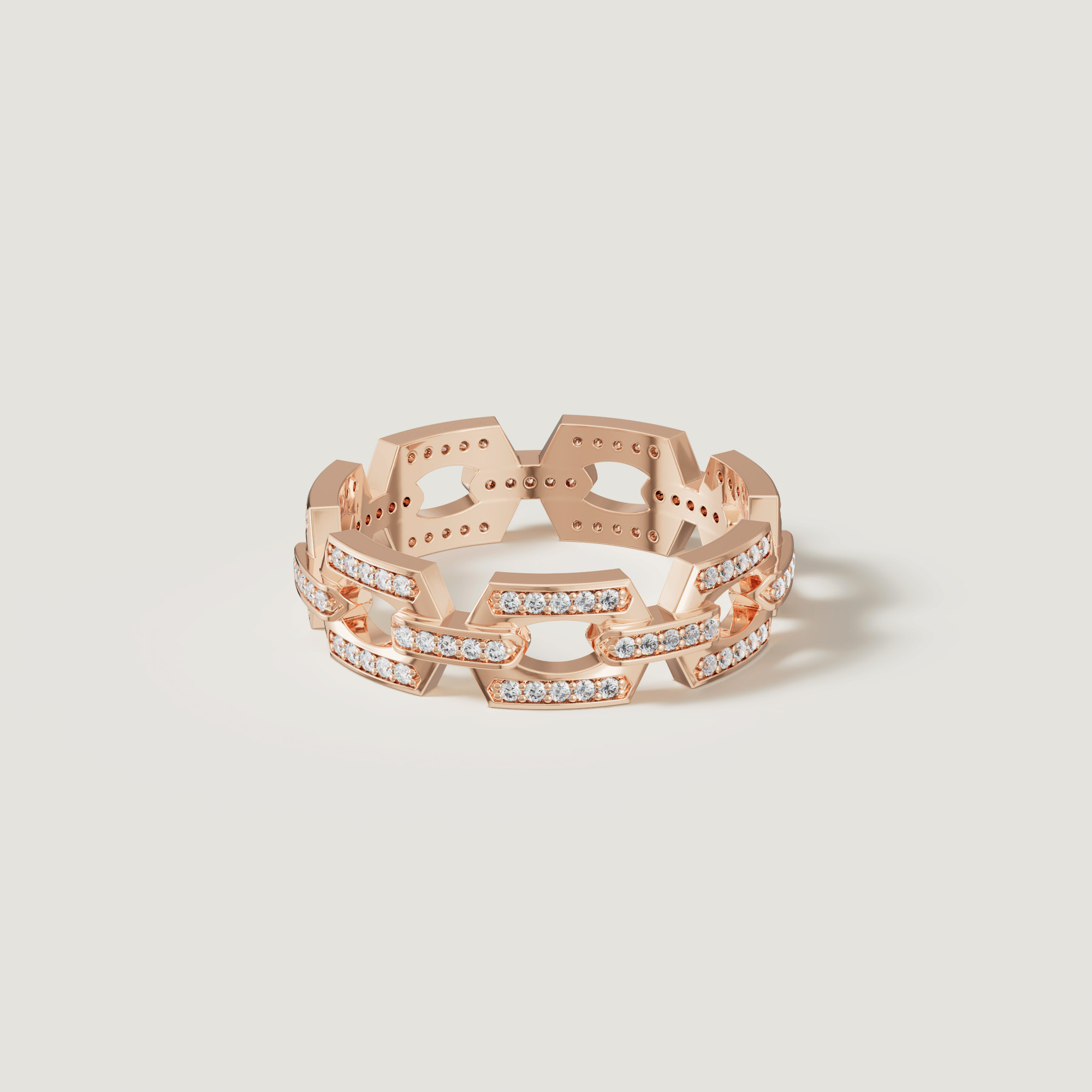 Links 18k Rose Gold Diamond Ring