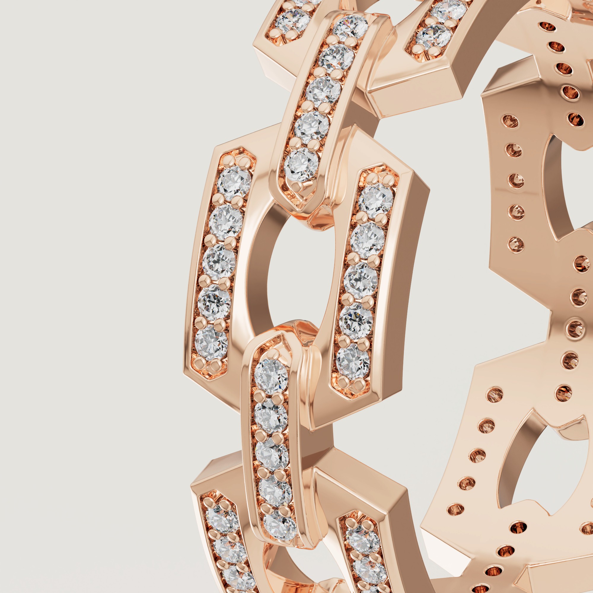 Links 18k Rose Gold Diamond Ring