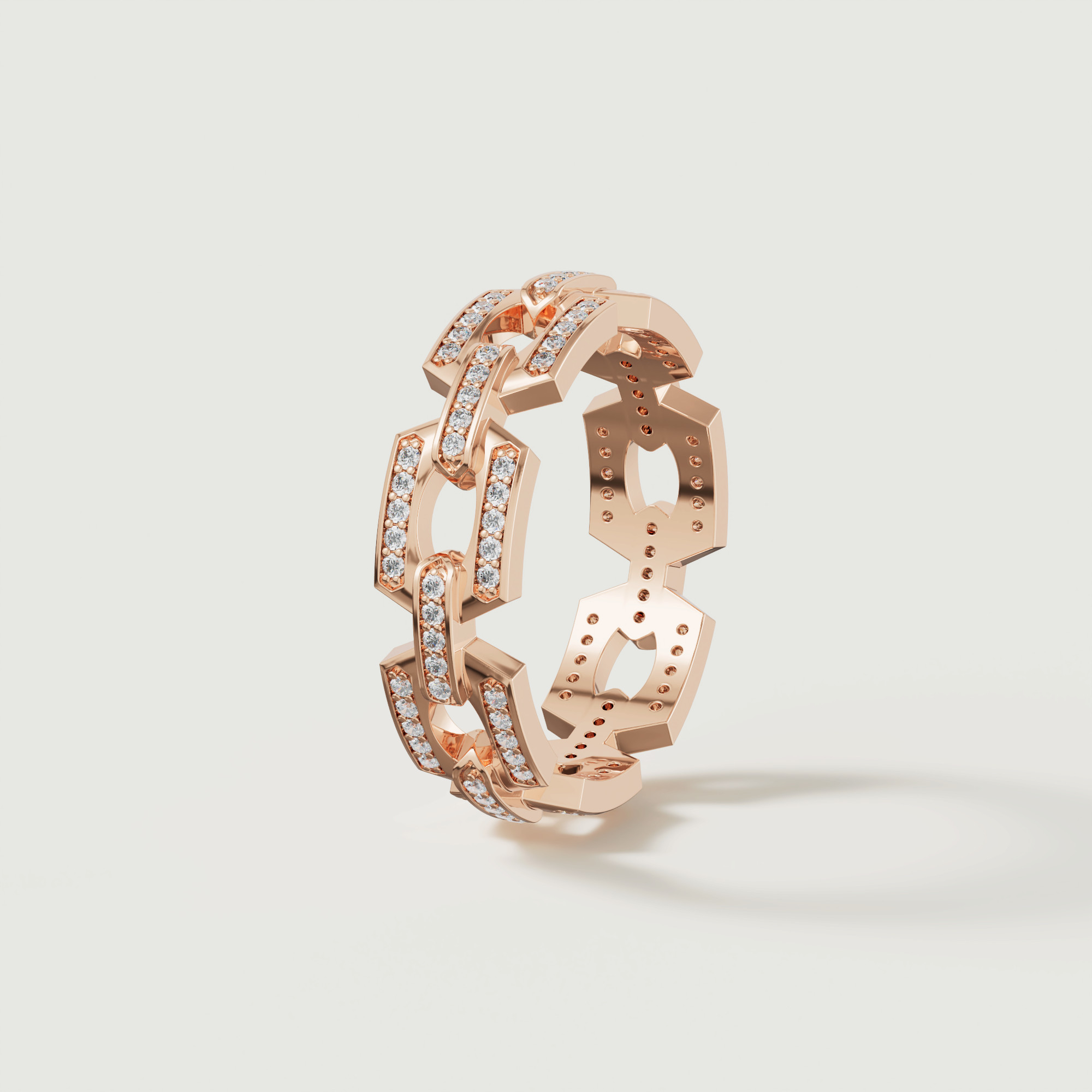 Links 18k Rose Gold Diamond Ring