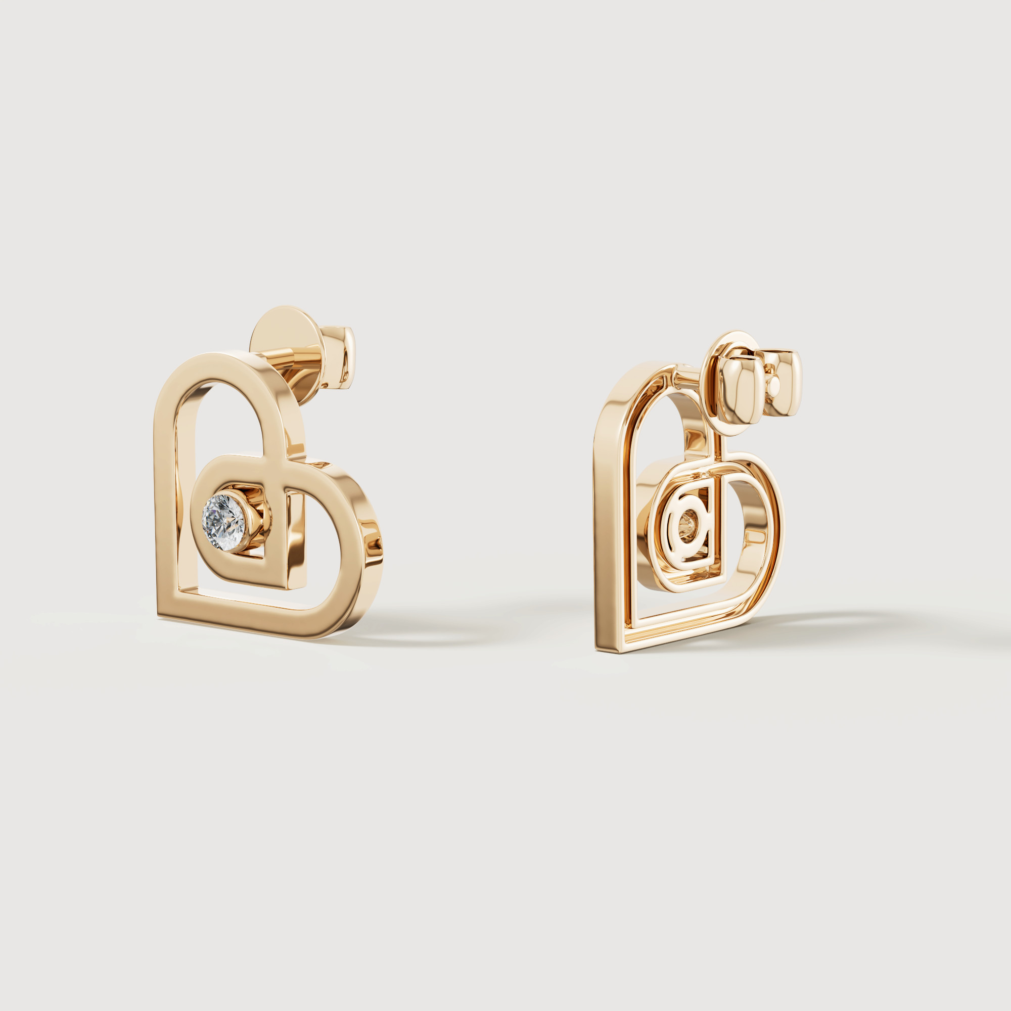 Love By Damas 18k Yellow Gold Diamond Heart Earrings