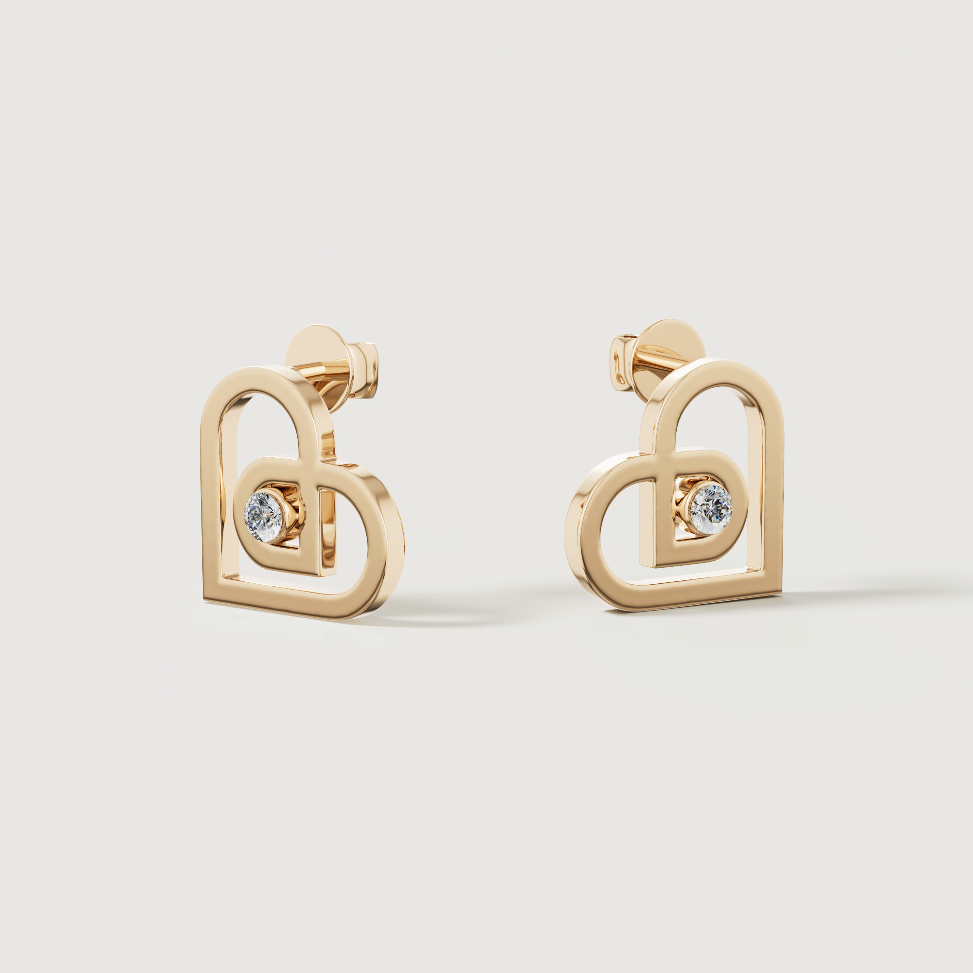 Love By Damas 18k Yellow Gold Diamond Heart Earrings