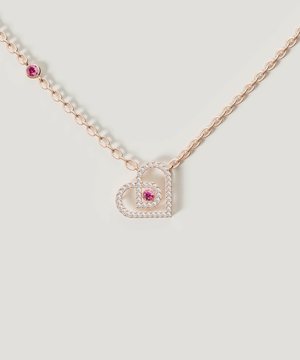Lbd 2025 Diamond Necklace in 18K Rose Gold & Ruby