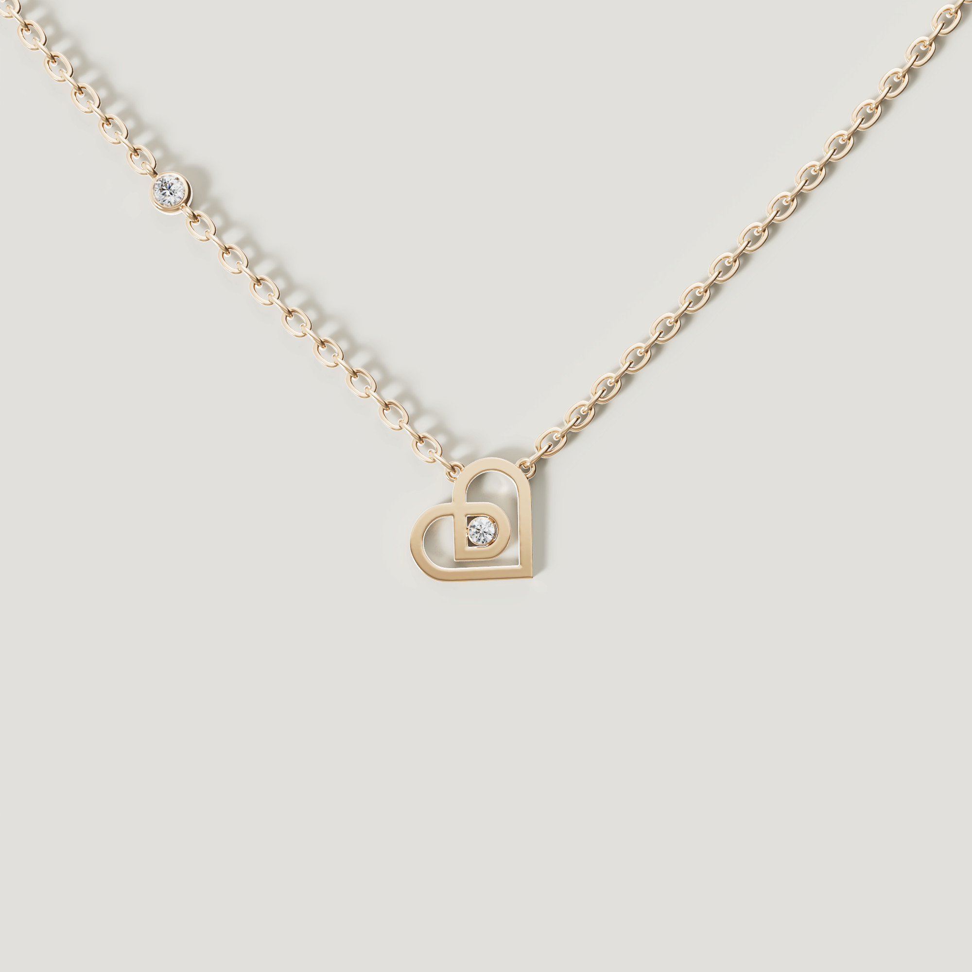 Love By Damas 18k Yellow Gold Diamond Heart Necklace