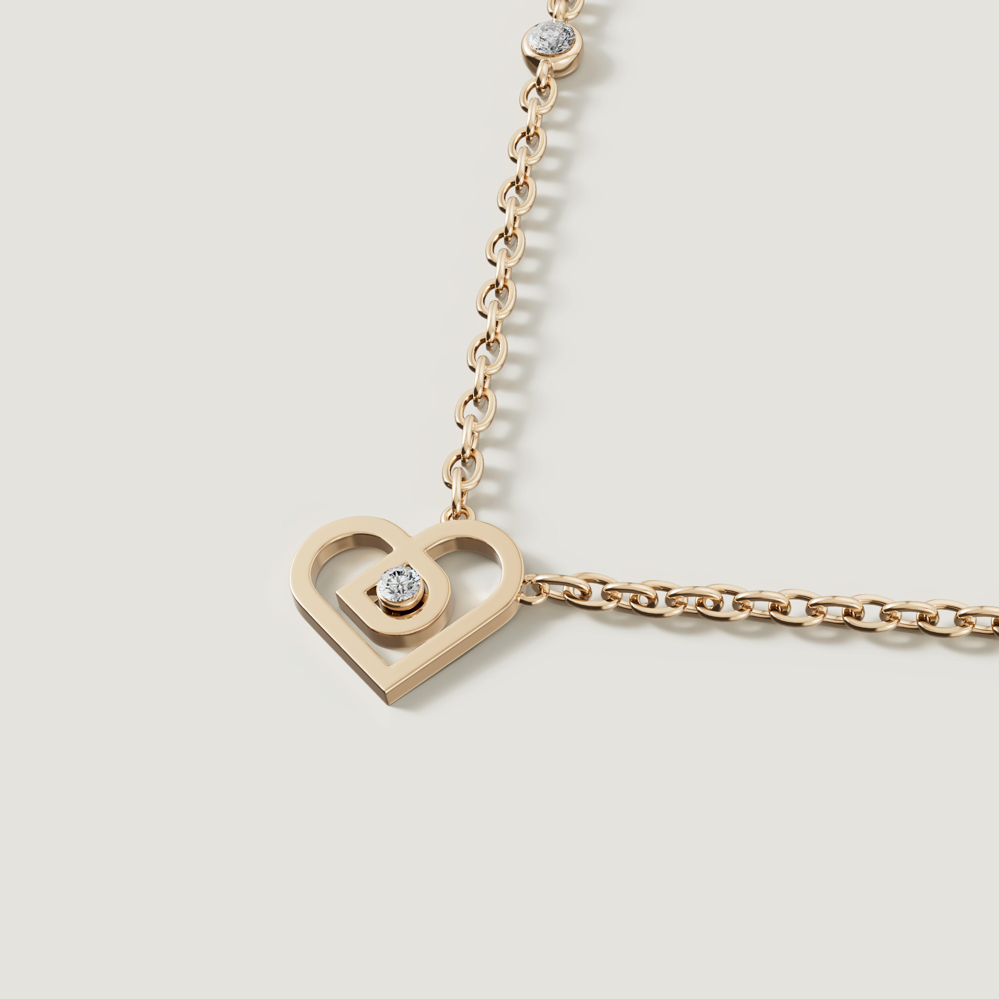 Love By Damas 18k Yellow Gold Diamond Heart Necklace
