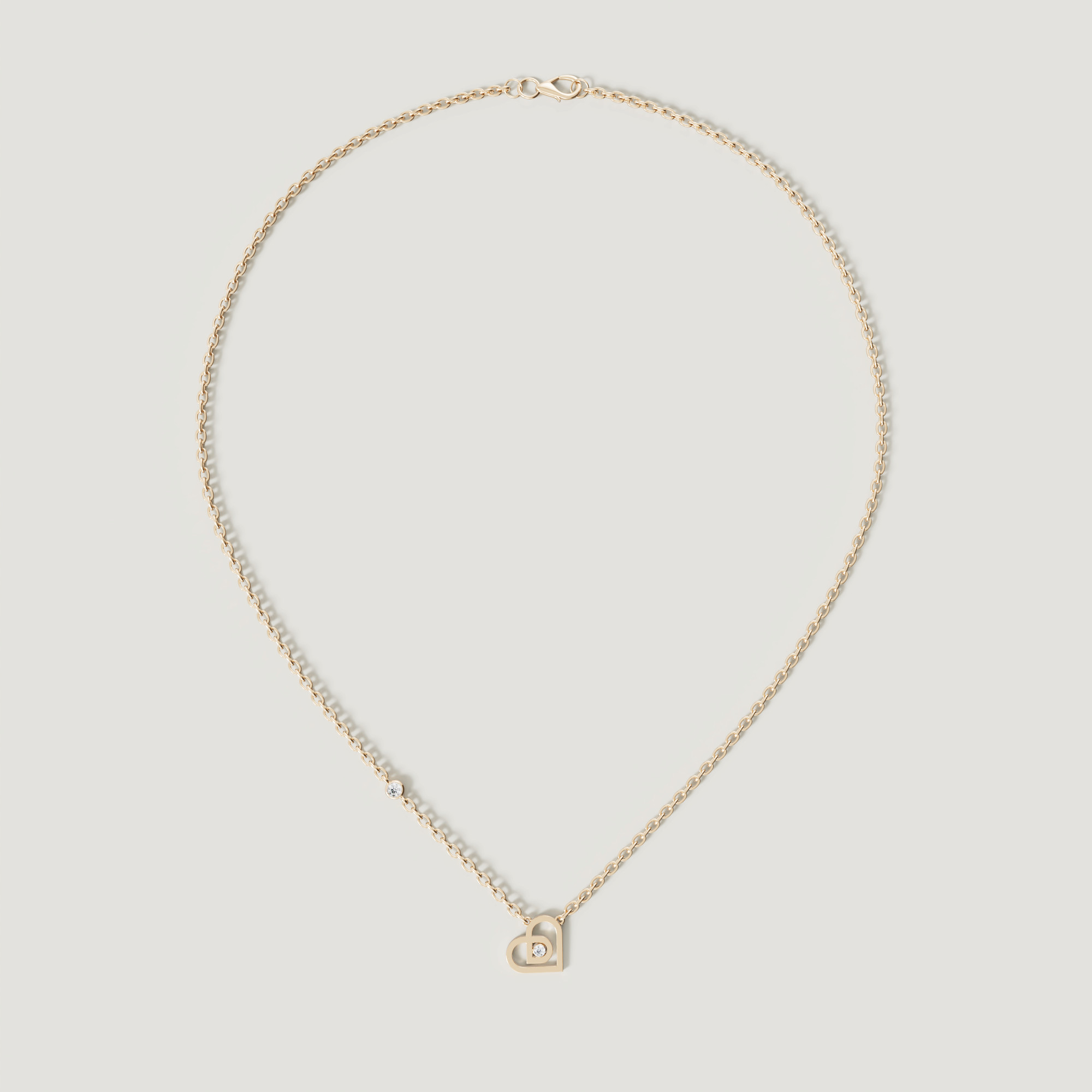 Love By Damas 18k Yellow Gold Diamond Heart Necklace