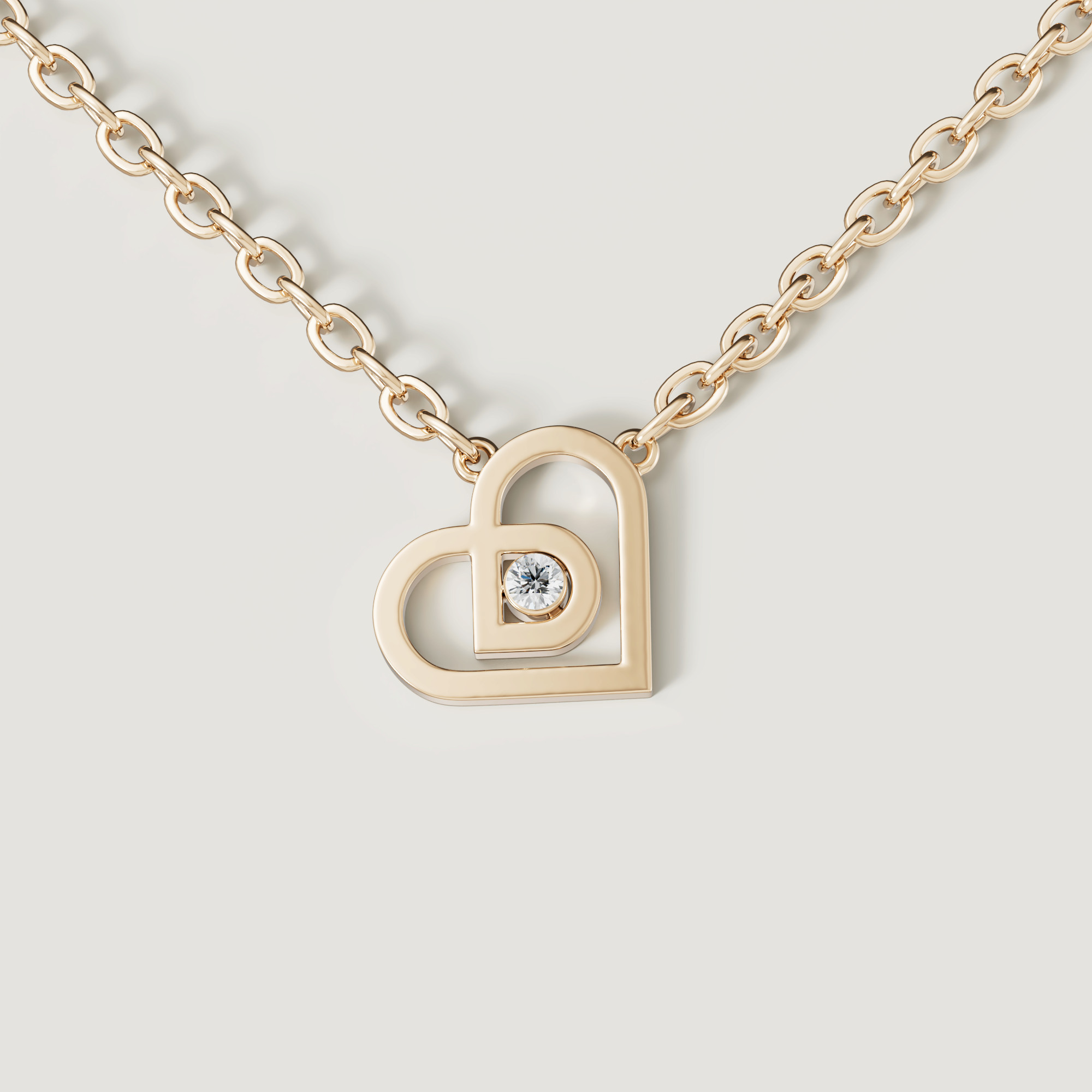 Love By Damas 18k Yellow Gold Diamond Heart Necklace
