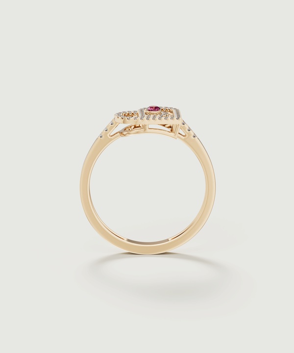 Lbd 2025 Diamond Ring in 18K Rose Gold & Ruby