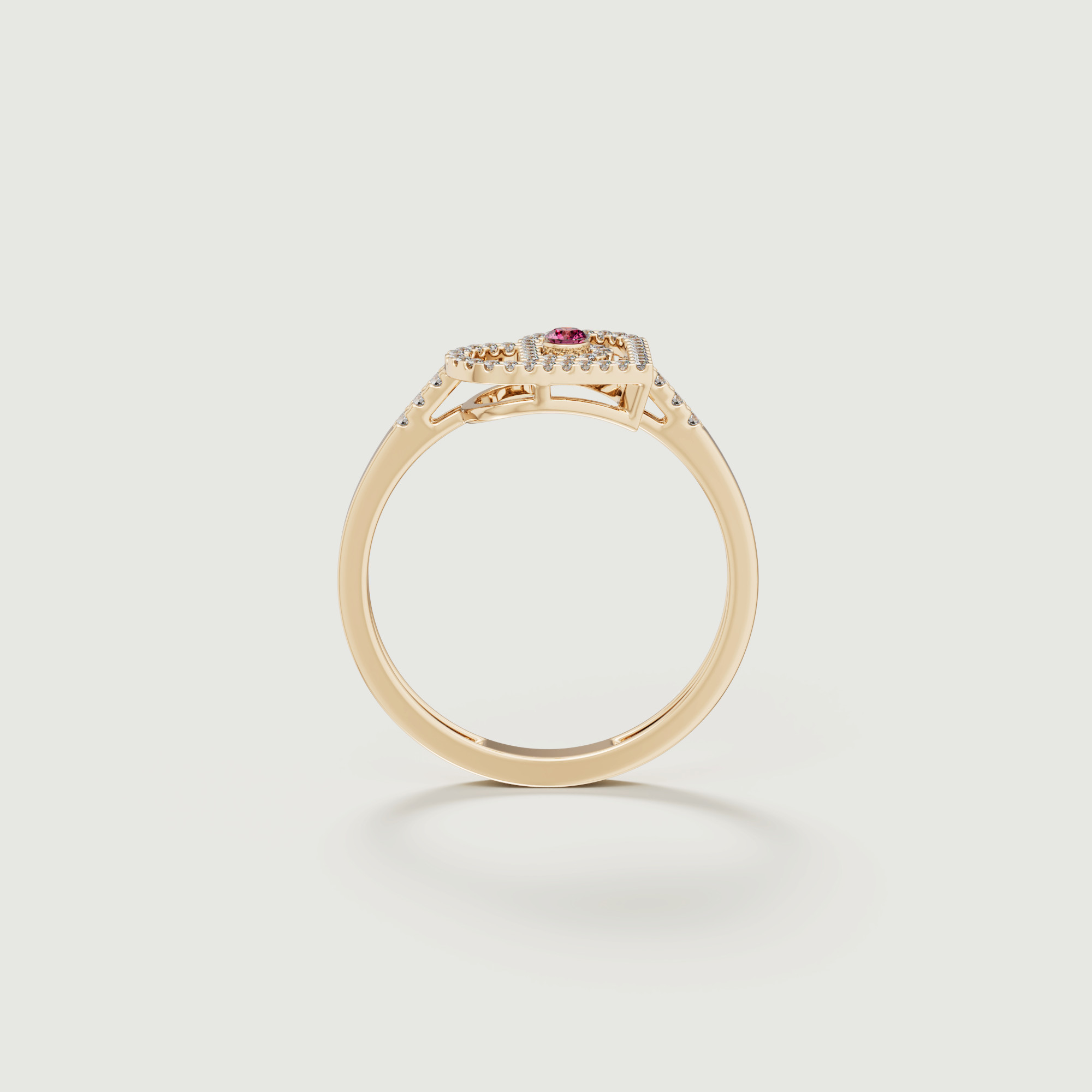 Love By Damas 18K Rose Gold Diamond And Ruby Heart Ring