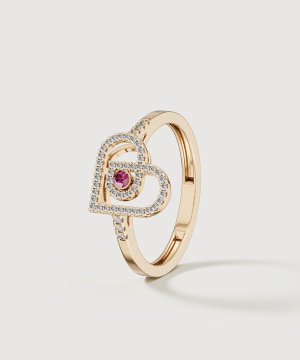 Lbd 2025 Diamond Ring in 18K Rose Gold & Ruby