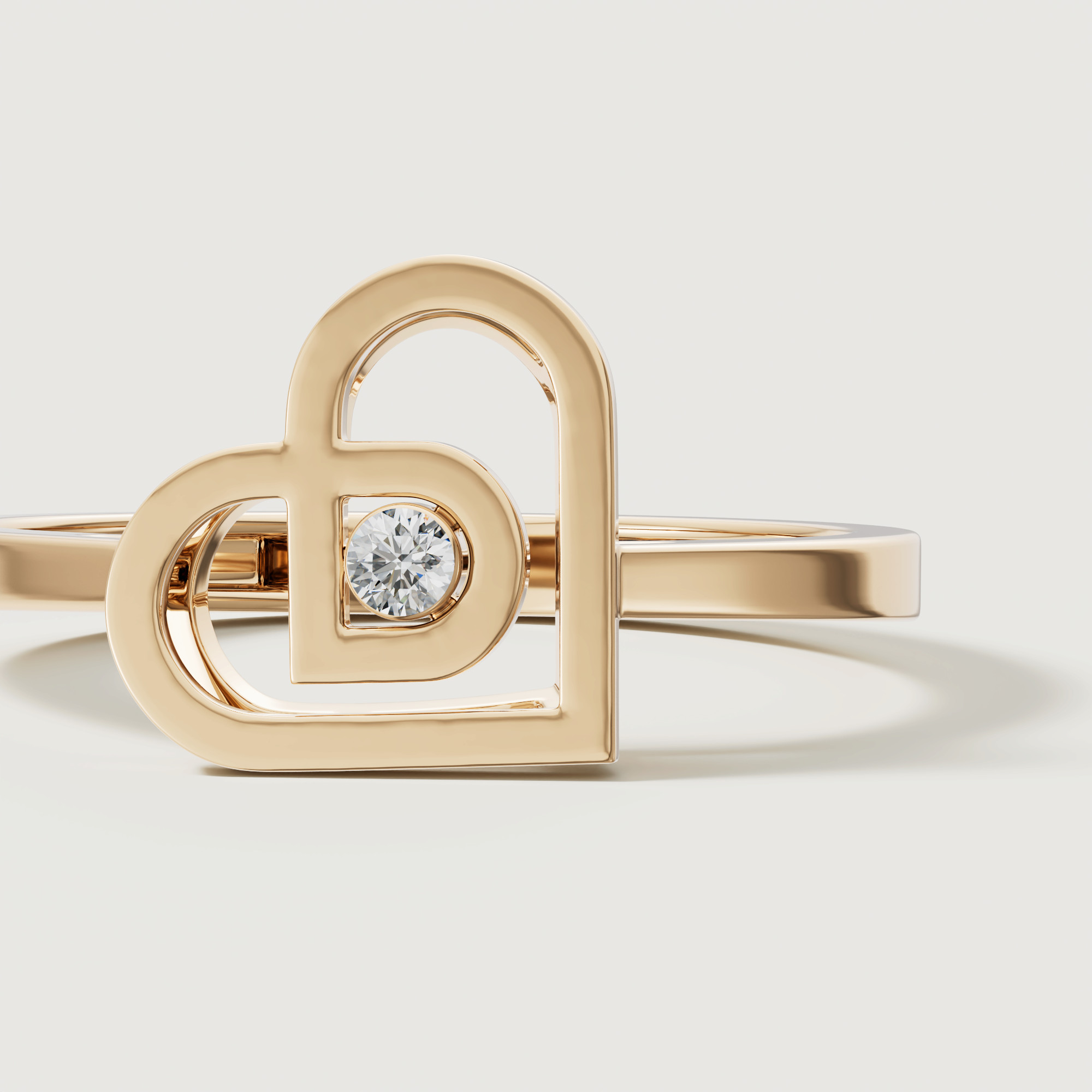 Love By Damas 18k Yellow Gold Diamond Heart Ring