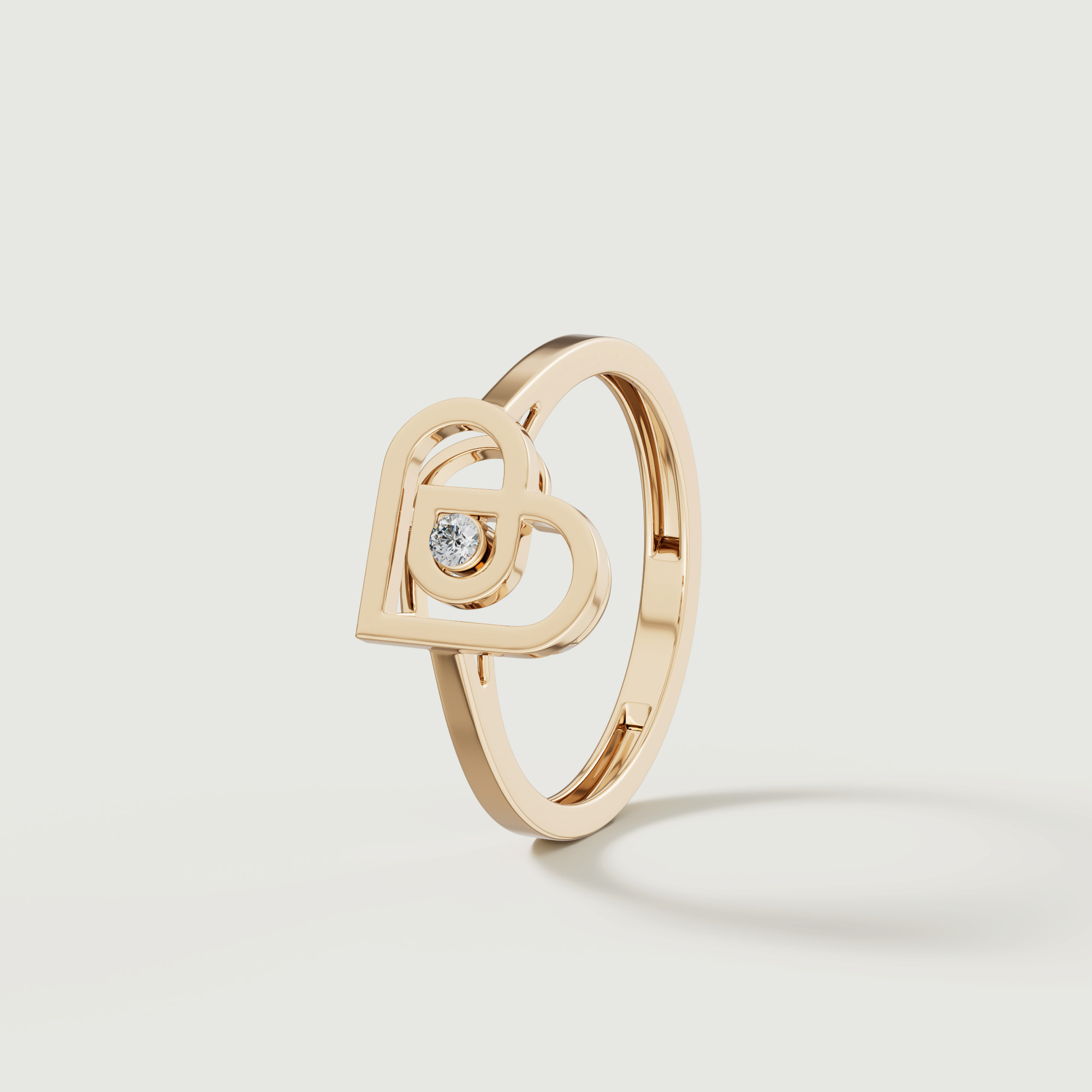 Love By Damas 18k Yellow Gold Diamond Heart Ring