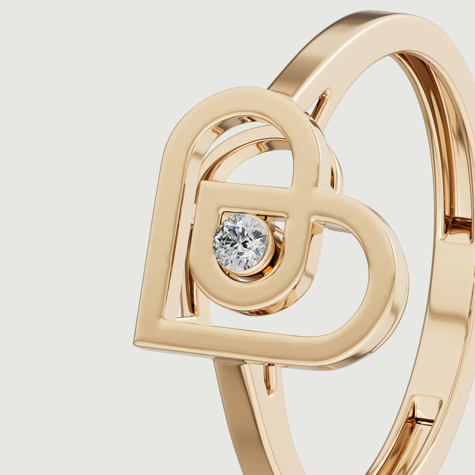 Love By Damas 18k Yellow Gold Diamond Heart Ring