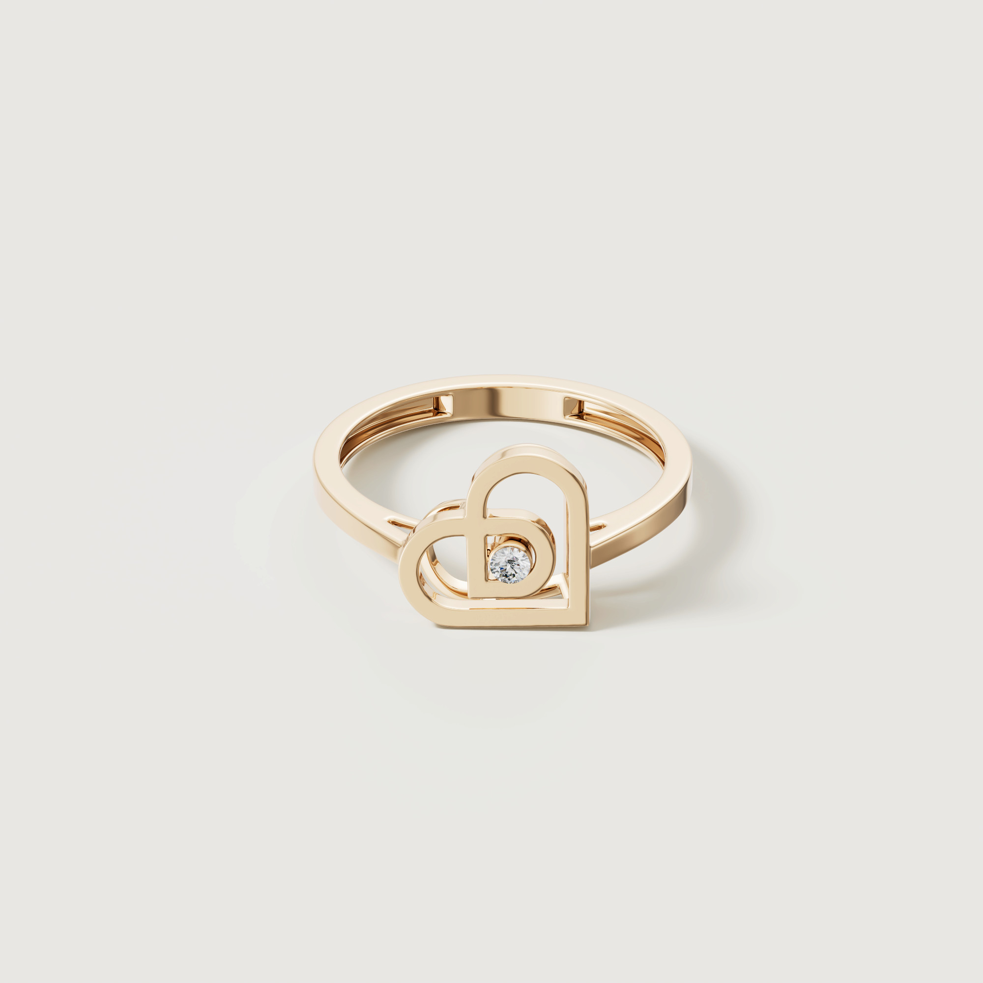 Love By Damas 18k Yellow Gold Diamond Heart Ring