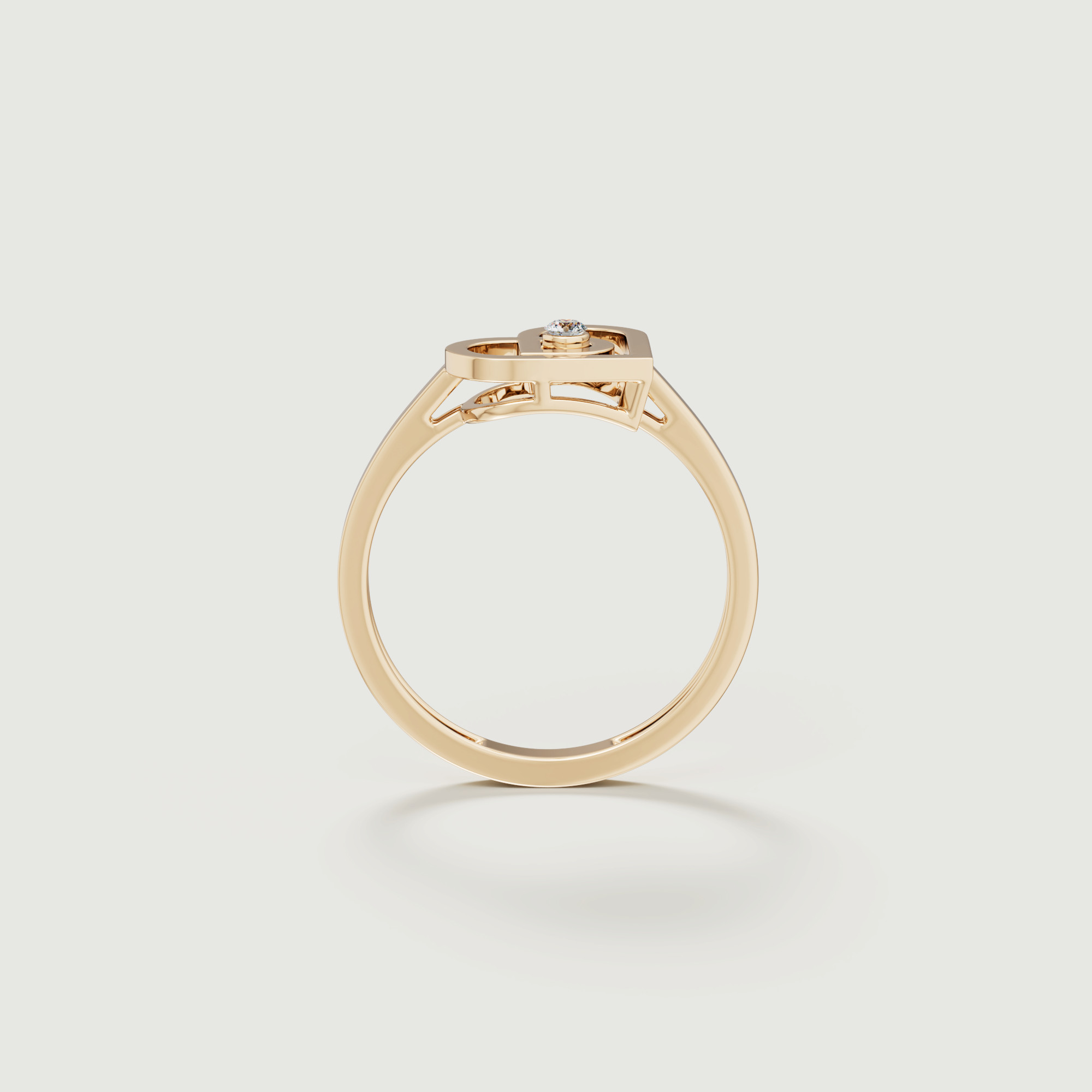 Love By Damas 18k Yellow Gold Diamond Heart Ring