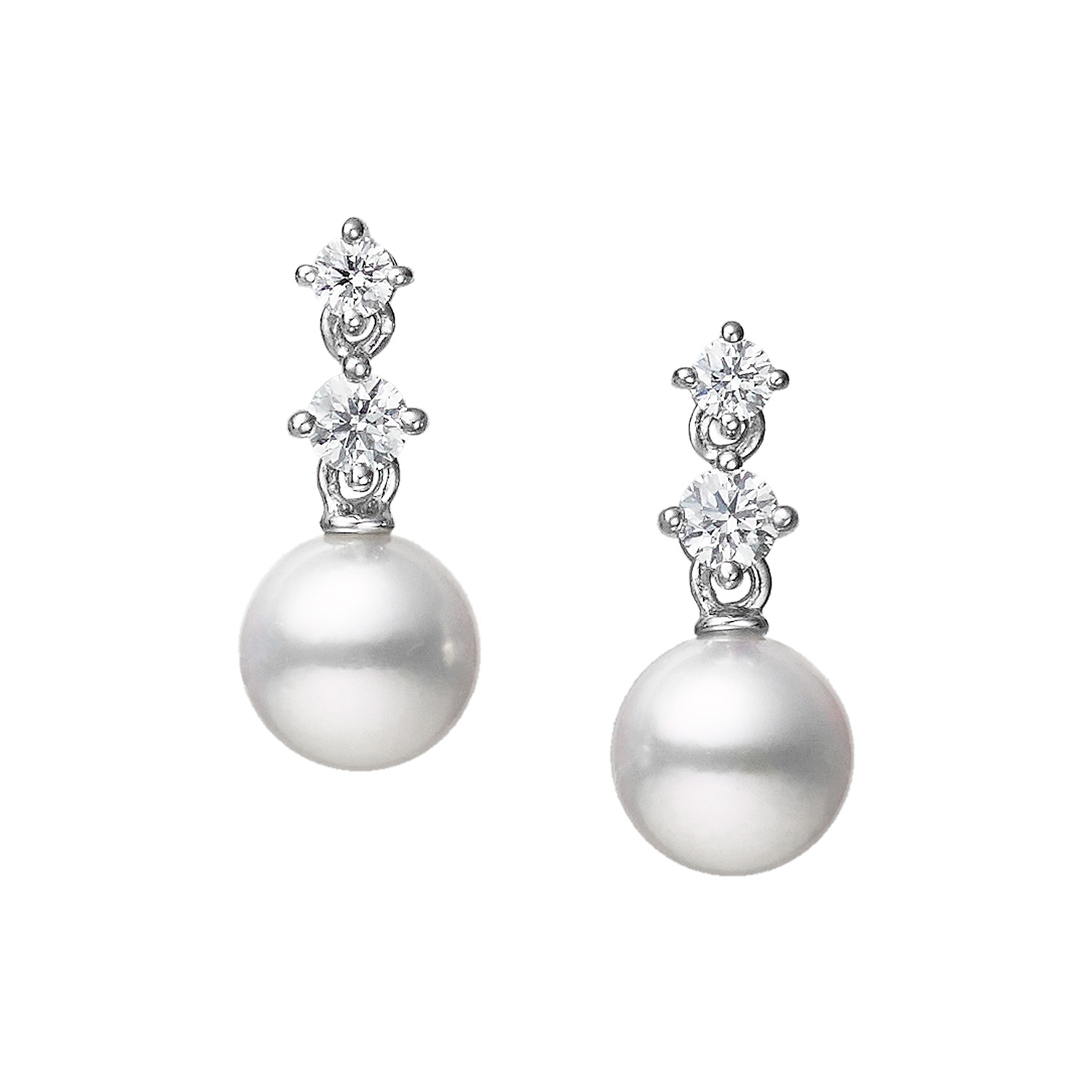Morning Dew Akoya Cultured Pearl Earrings In 18k White Gold